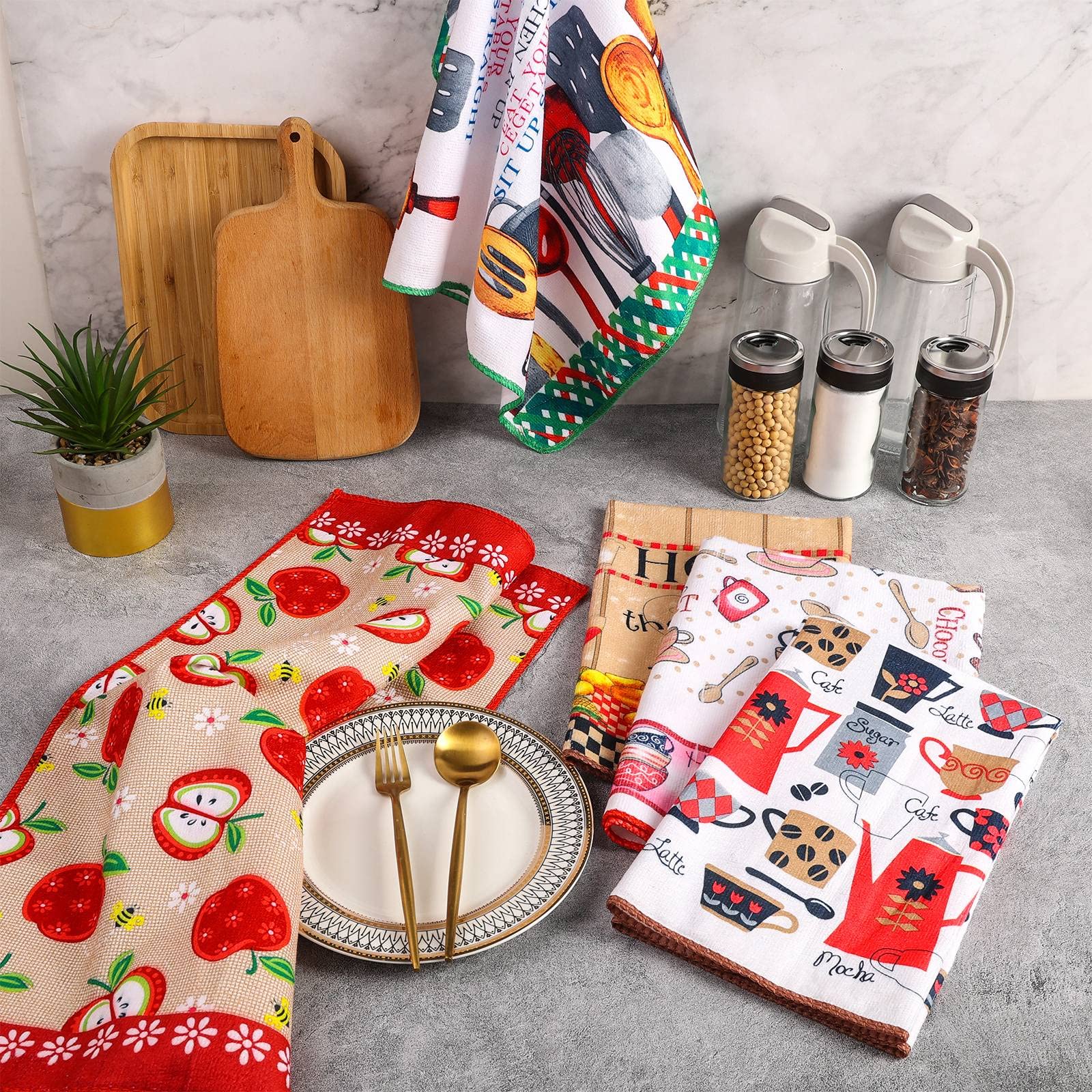 LEFUNDA® Set di 10 Strofinacci Cucina - Asciugamani da cucina in 100% cotone, 220 GSM, Morbidi e Super Assorbenti, Facilmente Lavabile, 50x70cm (marrone, 10
