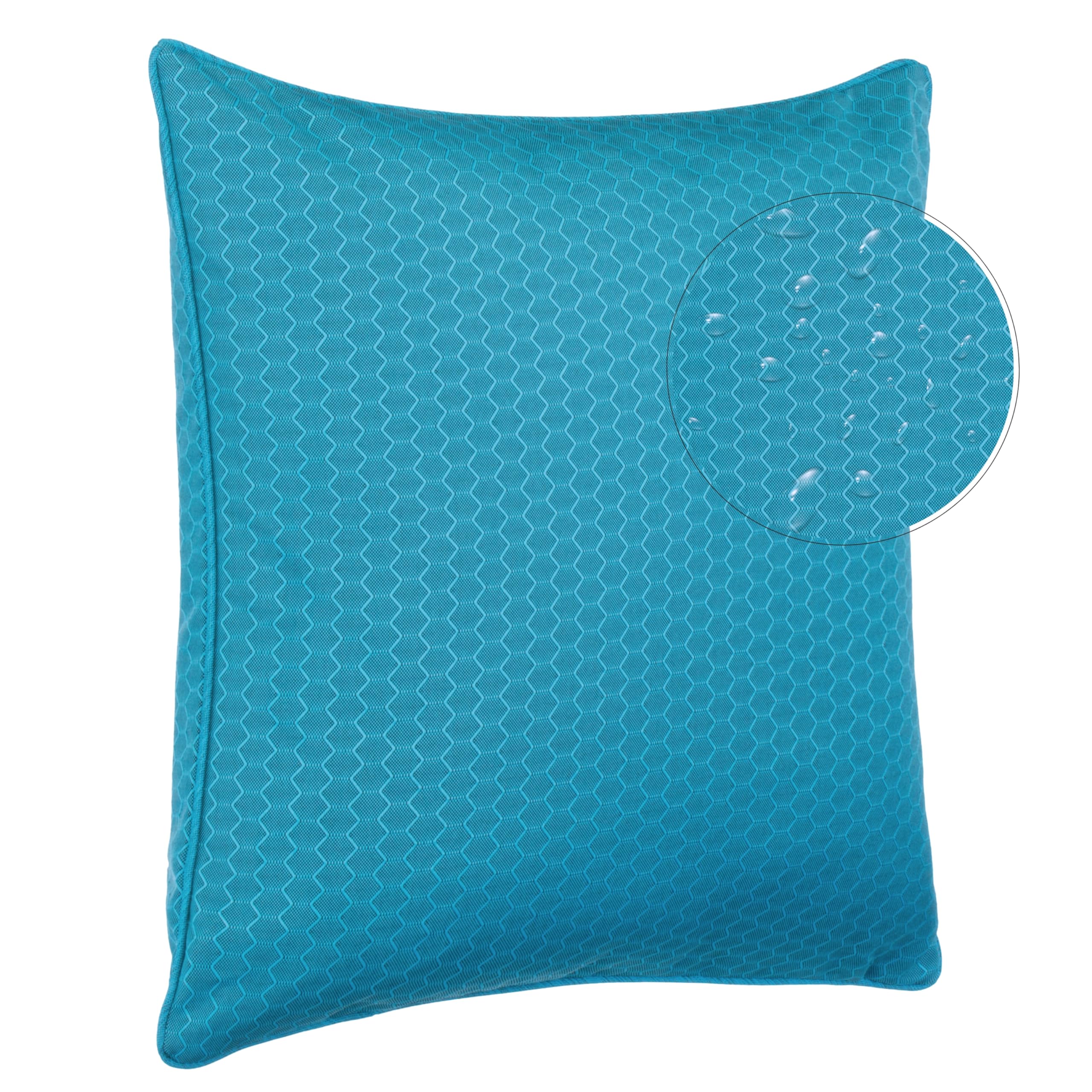 Brandsseller Lot de 4 Coussins d’extérieur 45 x 45 cm Imperméables avec Passepoil Structure alvéolaire Bleu Aqua