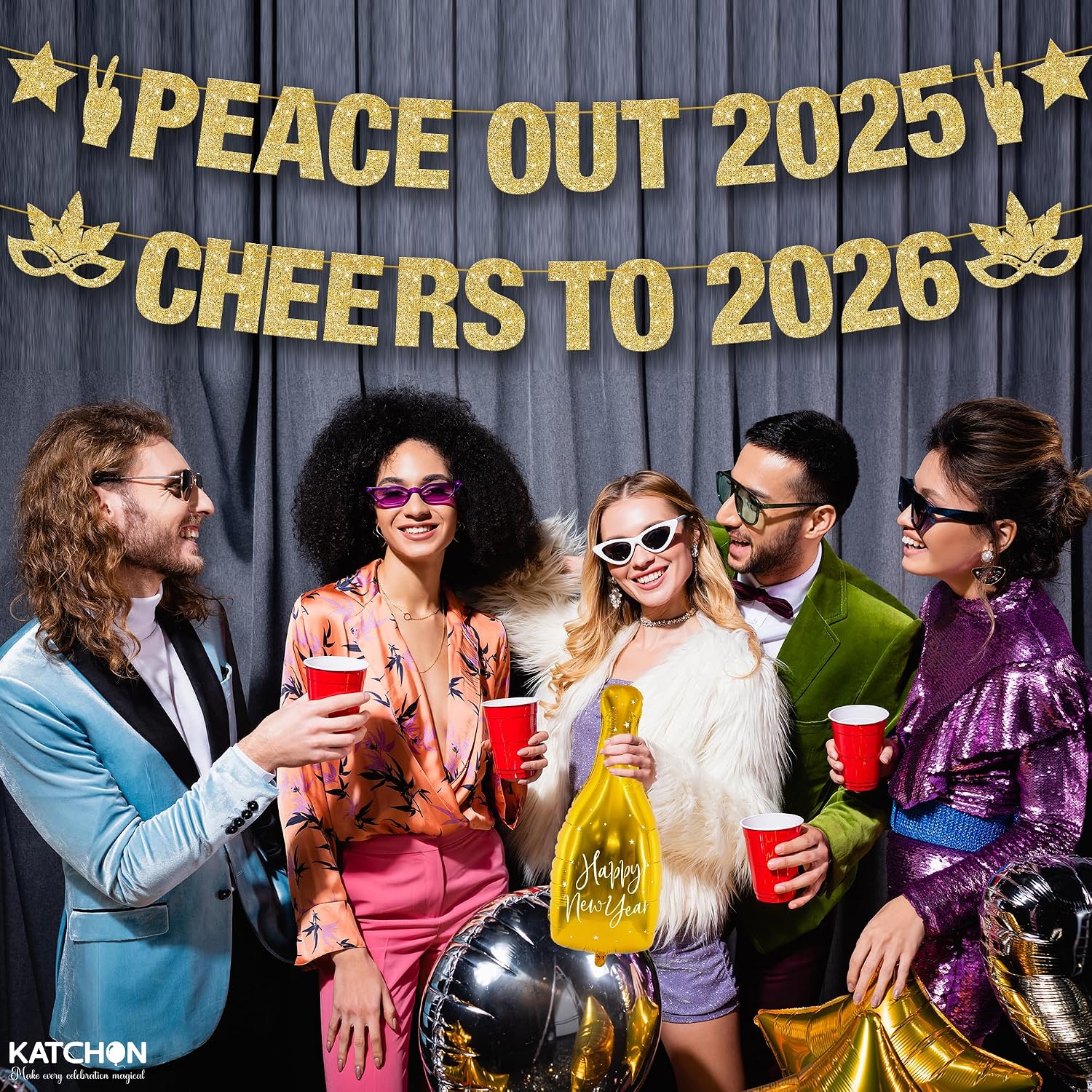 KatchOn, Peace out 2025 Cheers to 2026 Banner - Glitter, 10 Feet | Banner for New Year Decorations