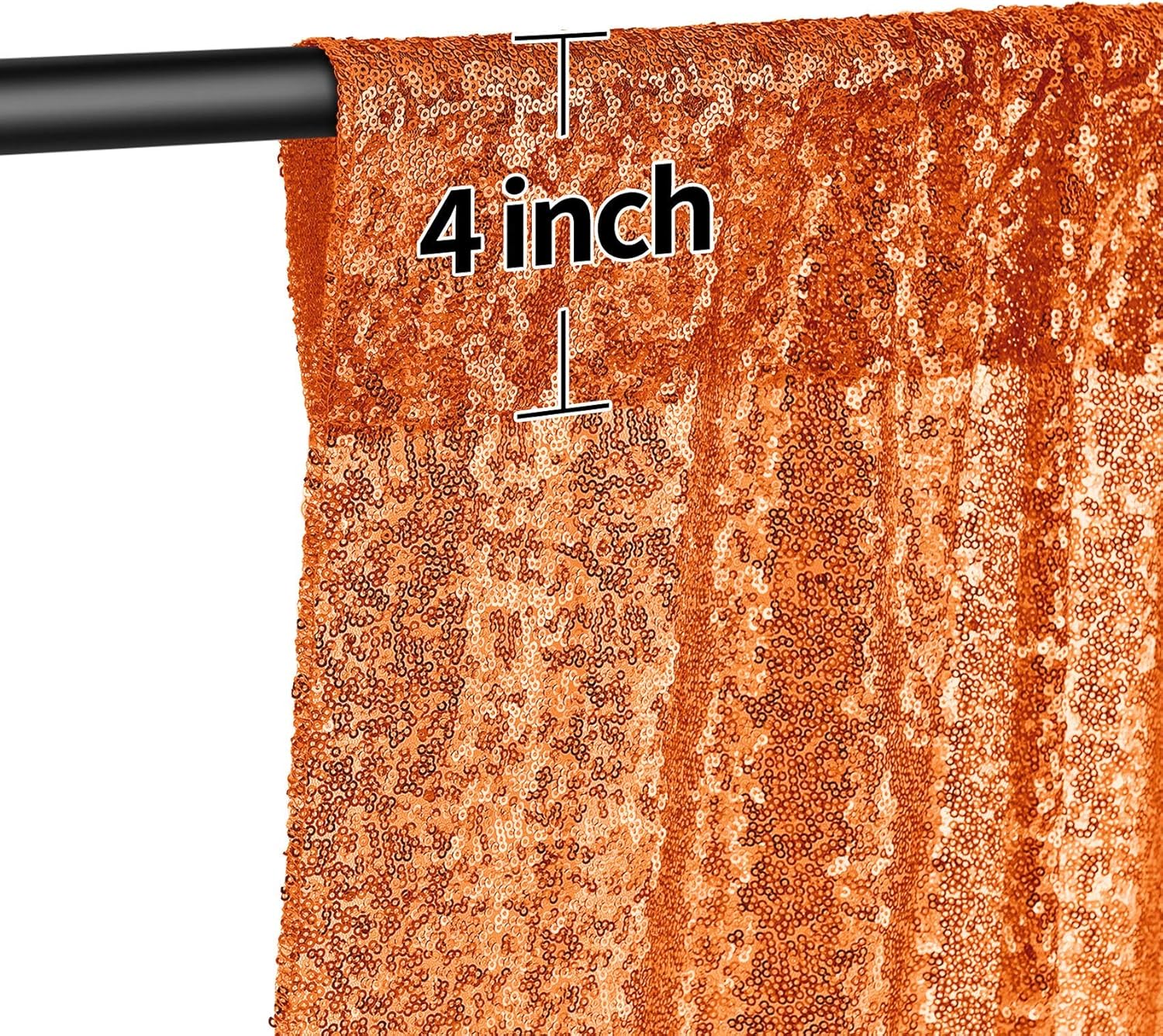 Review Discount 2×8FT-2PCS Orange Sequin Backdrop Curtains Panels, Photography Backdrop Glitter Curtains Fabric Background for Christmas Wedding Party Decor