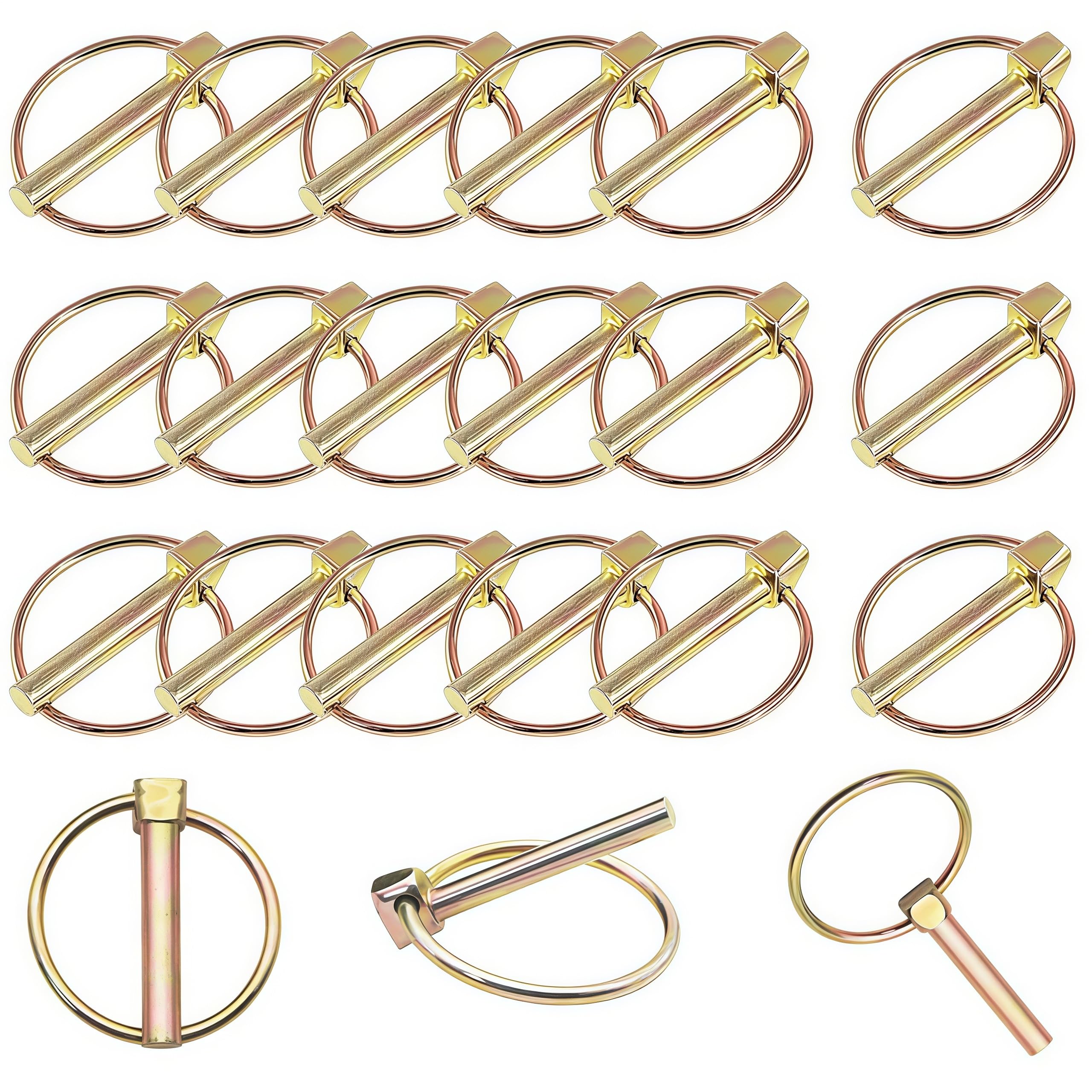 Mostantu 15Pcs 5/16”x 1-3/4” Heavy Duty Lynch Pin with Ring, Round Linch Pins Lock Pin Clips for Farm Tractors, Trucks, Trailers, Mowers (5/16”x 1-3/4”)