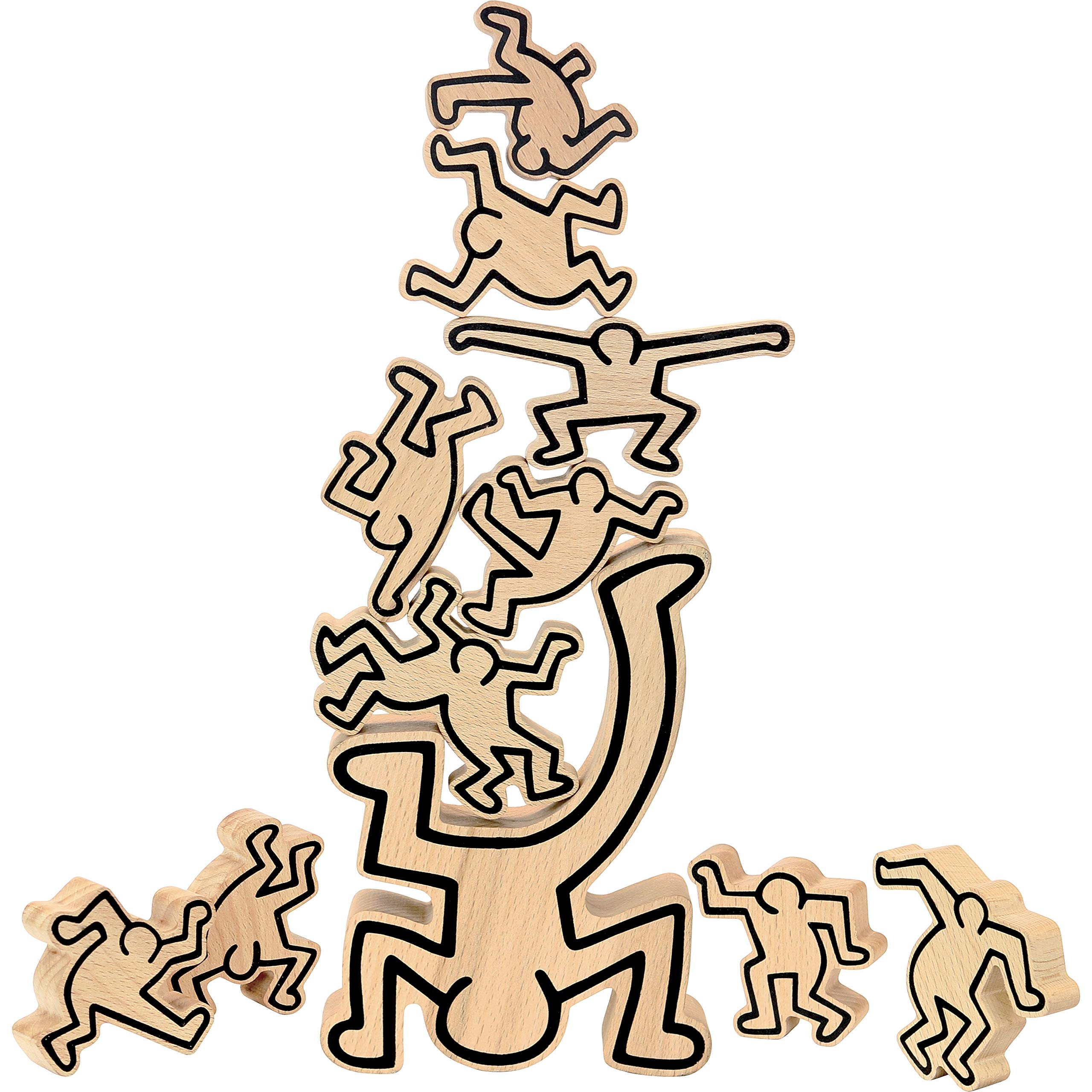 Vilac Wooden Stacking, Balancing Game, Non-Toxic Paint, Montessori Toy, Develops Creativity, Fine Motor Skills, 3 Years+, 11 Dancing Figures Inspired by Keith Haring's Designs, Stabilizing Humans