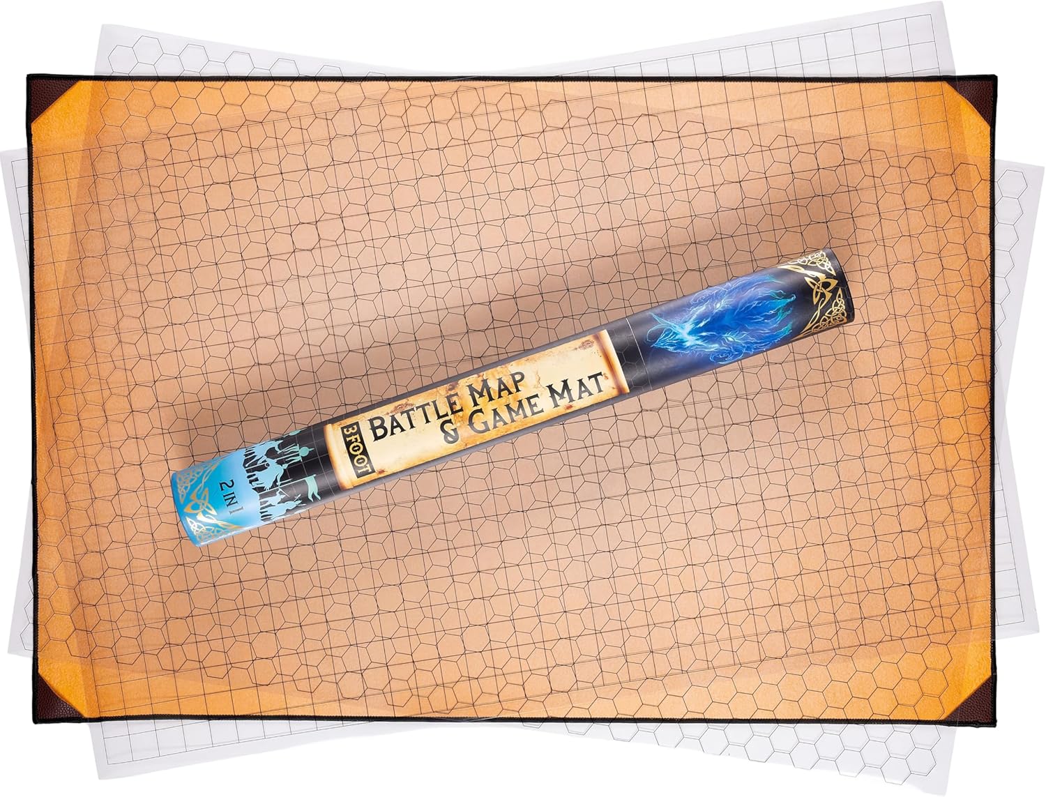 da Vinci's Room 2-in-1 DND Battle Map and 3 Foot Rubber Game Mat 36x24 inches with Dry Erase Square or Hex Grid - DND Battle Mat, D&D Map for D&D, Board Games, TTRPGs and Other Tabletop Games