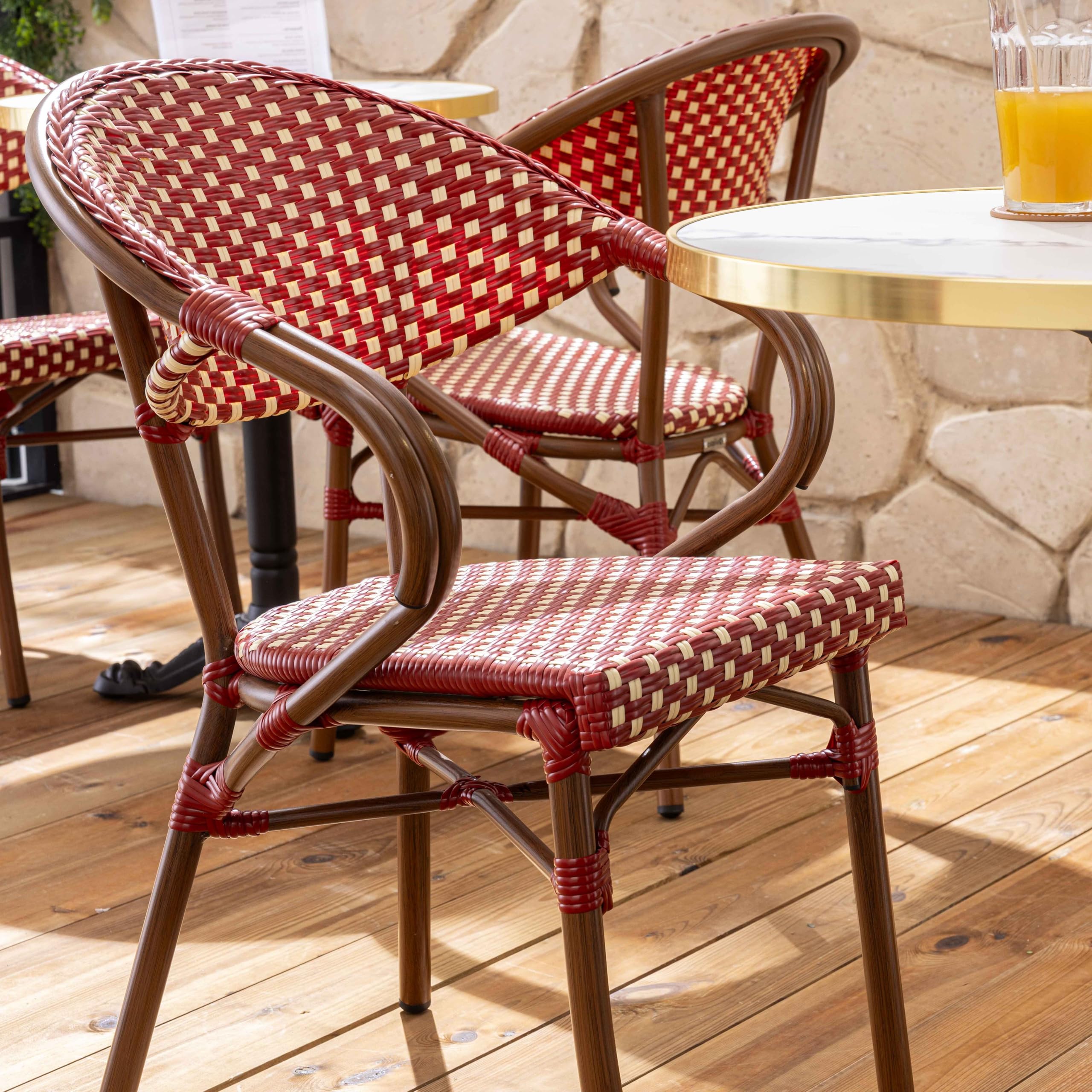 Oviala Fauteuil de terrasse bistrot Parisien en Aluminium Rouge