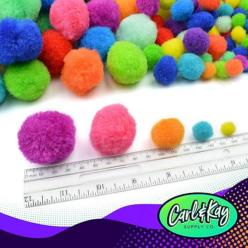 Miniatura 6 de 410 unidades  Pompones Jumbo para suministros de manualidades  360 pompones peludos de colores grandes y pequeños surtidos con 50 ojos saltones