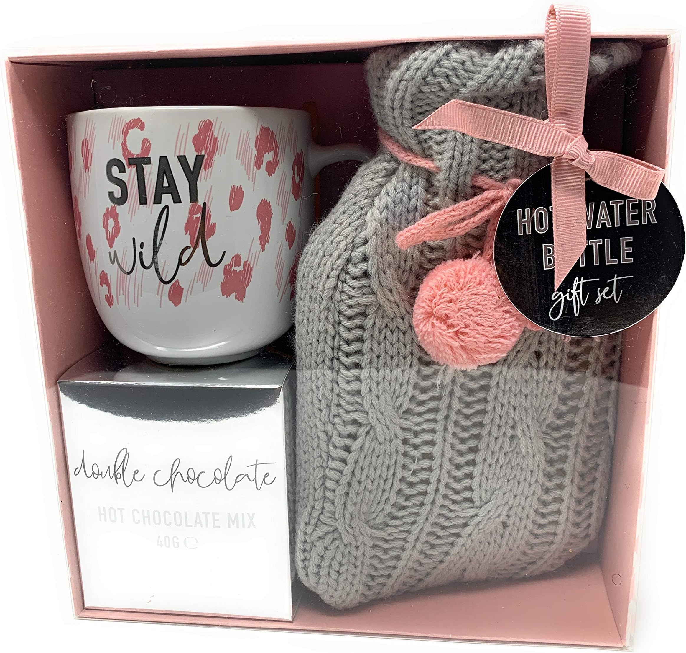 Cosy Hot Chocolate, Mug and Hot Water Bottle Christmas Gift Set- (Stay Wild)