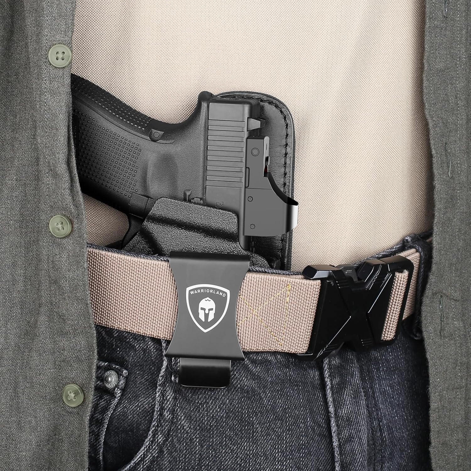 WARRIORLAND IWB Hybrid Holster, Fits Glock 17/19 /19X/19V/22/23 Gen3-6 & G21/31/32/34/35 Gen3-4 & G44/45/47/49 & Listed Models' MOS/V Version & PSA Dagger Compact & Ruger RXM, Conceal Carry Holster