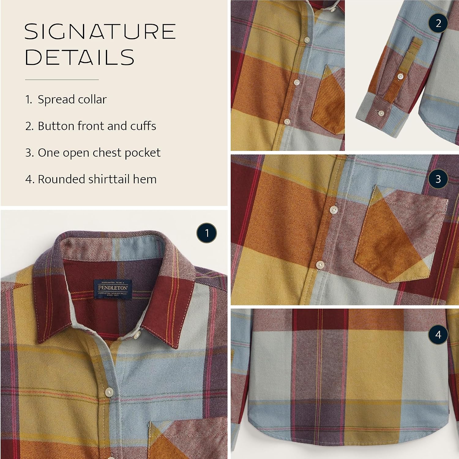 Pendleton Women's Relaxed Flannel Shirt, 100% Soft Cotton Long Sleeve