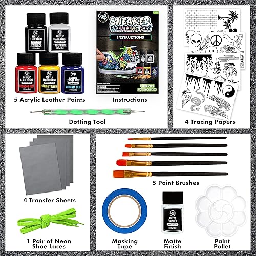 Miniatura 7 de Craft It Up Kit de pintura de zapatillas, pintura completa para zapatos para personalización, pintura, pinceles, cinta y más incluidos