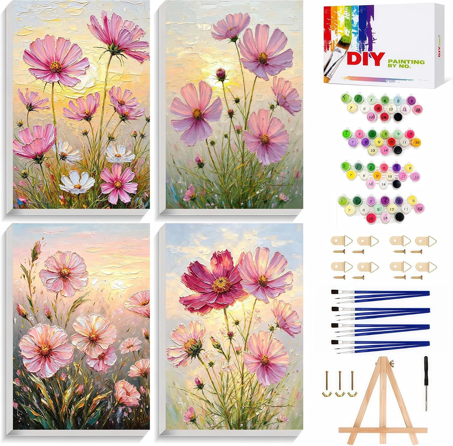 Miairivy Paint by Numbers Kit for Adults, with Frame & Easel, Easy to Start