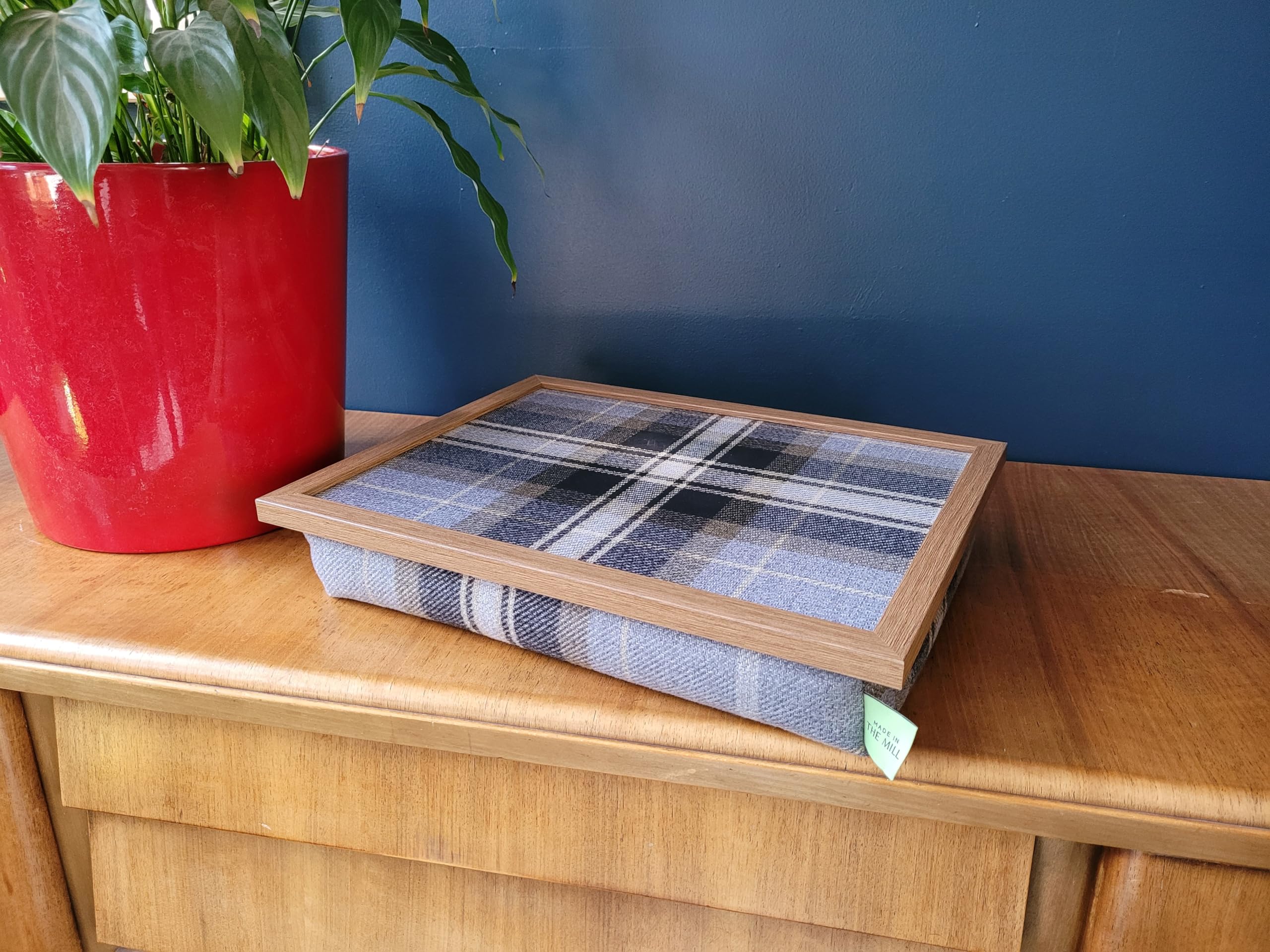 Easier To Black, Grey Made In The Mill Luxury Lap Tray With Bean Bag Base - Beagle Tweed