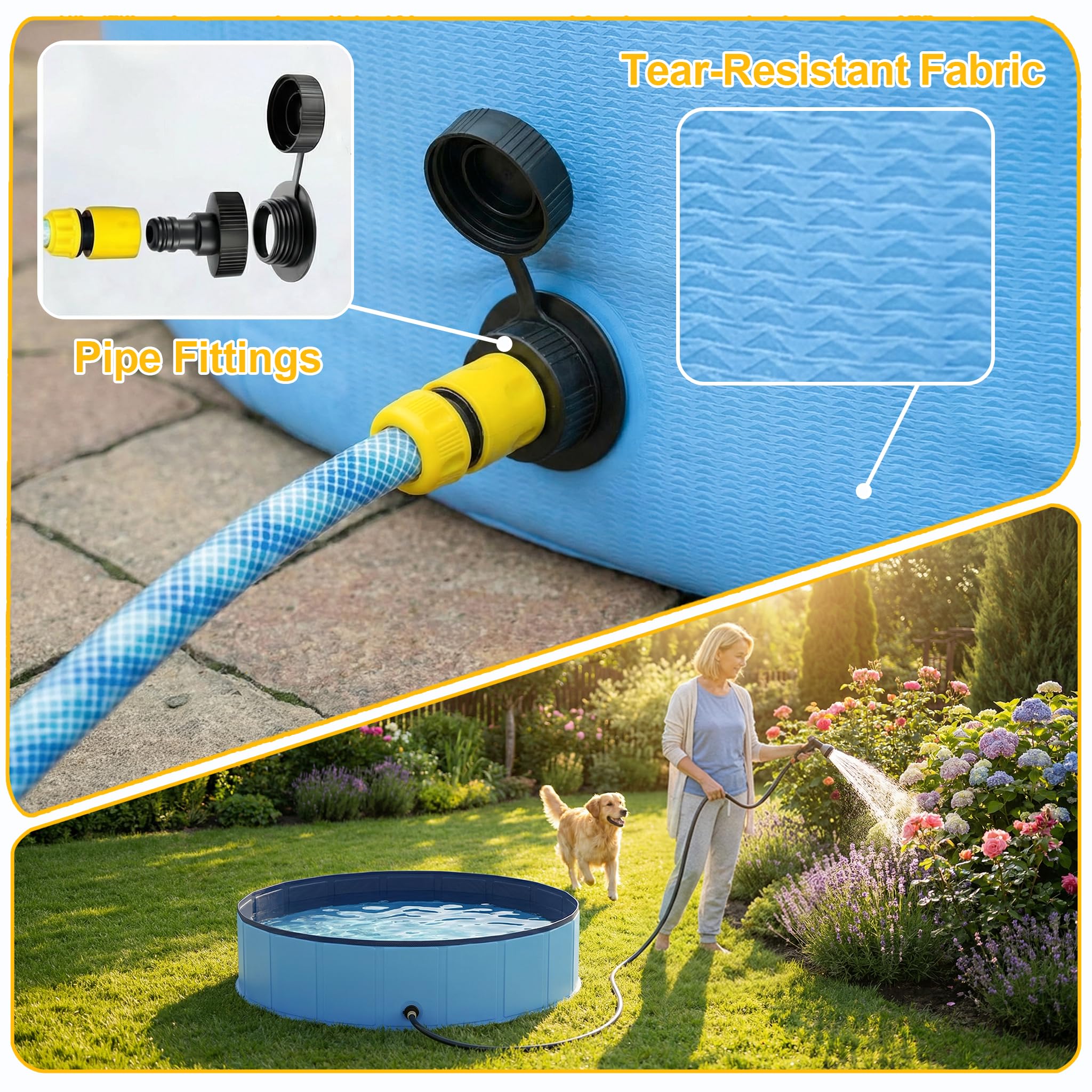 Piscina plegable para perros, piscina plegable de plástico duro portátil para mascotas para perros y gatos, piscina para mascotas para interiores y exteriores