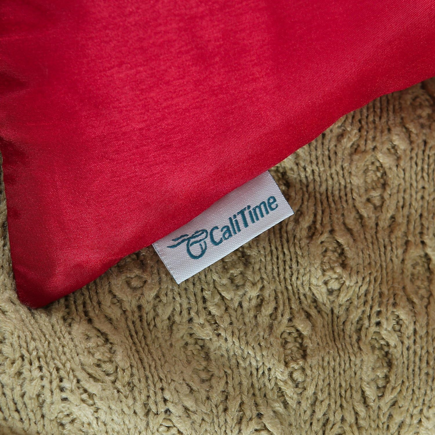 CaliTime Pack of 2 Cushion Covers Throw Pillow Cases Shells for Sofa Couch Home Decoration Natural Tree Embroidered 18 X 18 Inches Deep Red