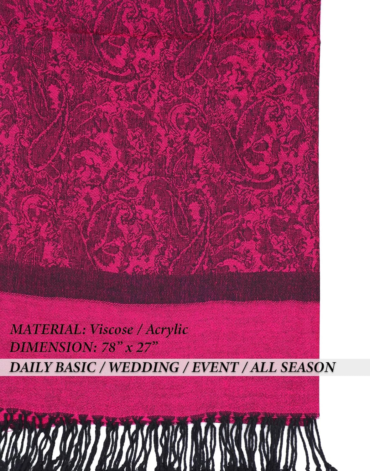 Achillea Two-Tone Vintage Paisley Pashmina Scarf – Lightweight Wrap & Shawl for Dresses, Weddings, Travel, All Seasons - Image 7