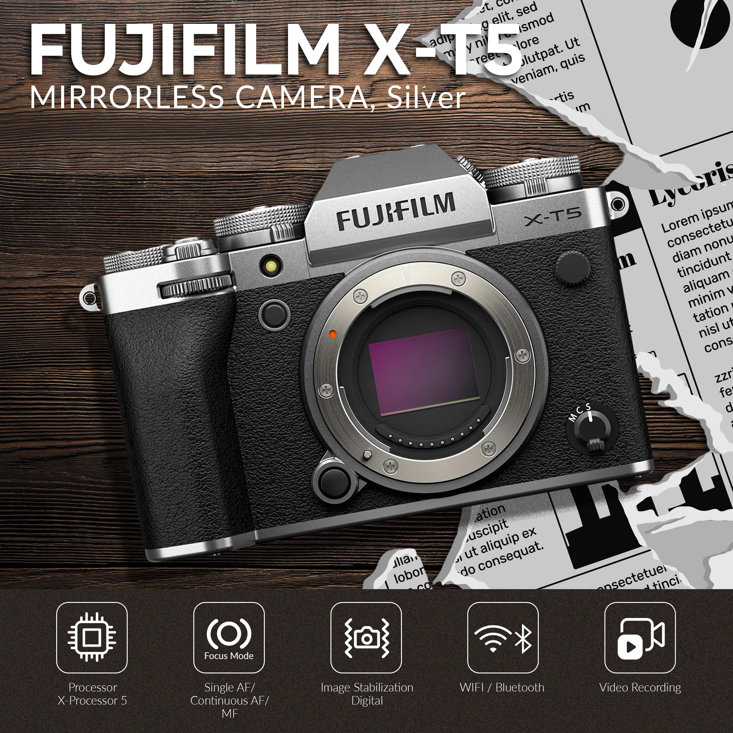 Amazon.com: X-T5 Mirrorless Camera, Silver Bundle with 128GB SD