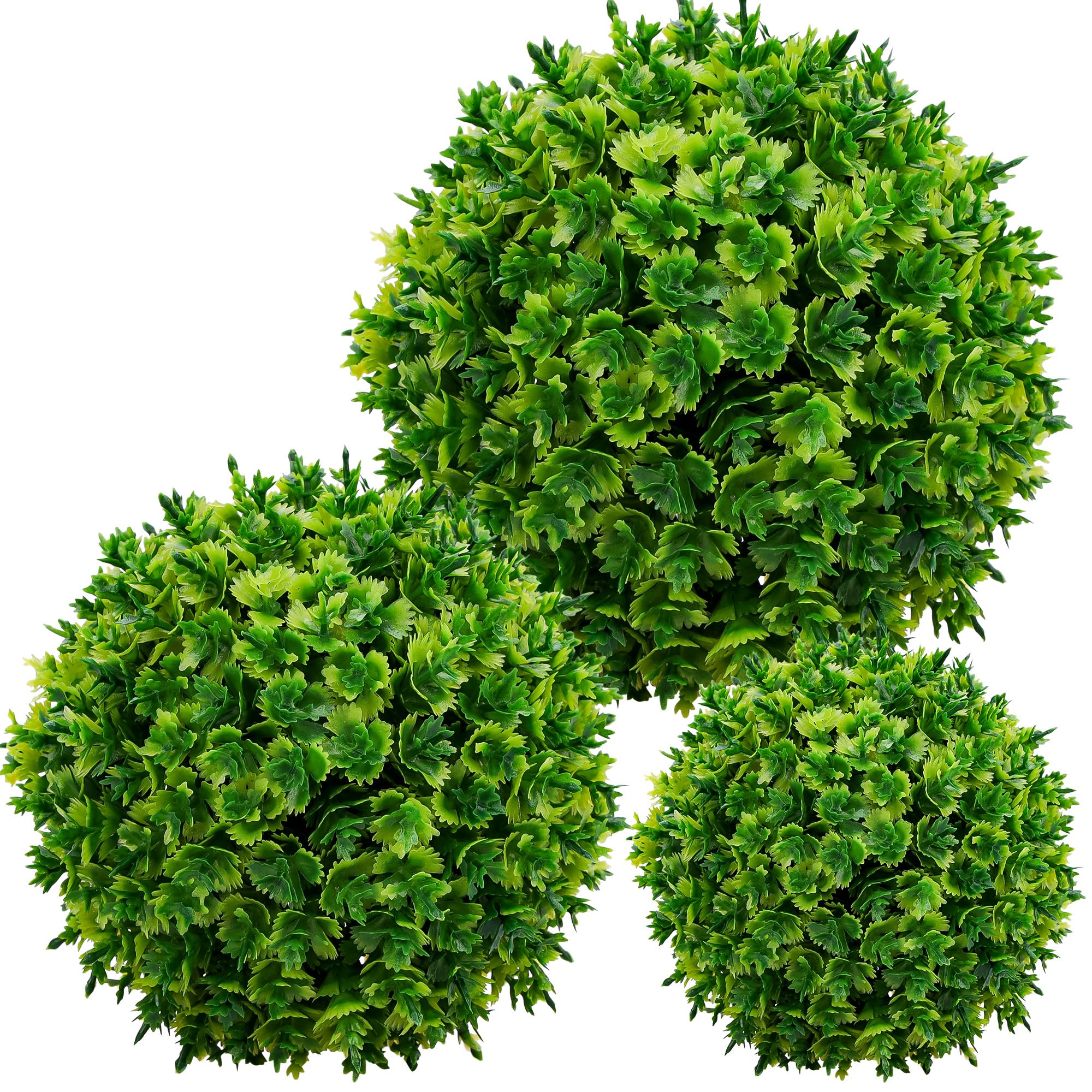Funzhan 3Pcs Hanging Artificial Boxwood Topiary Ball Mixed Size 9/7/4.7inch