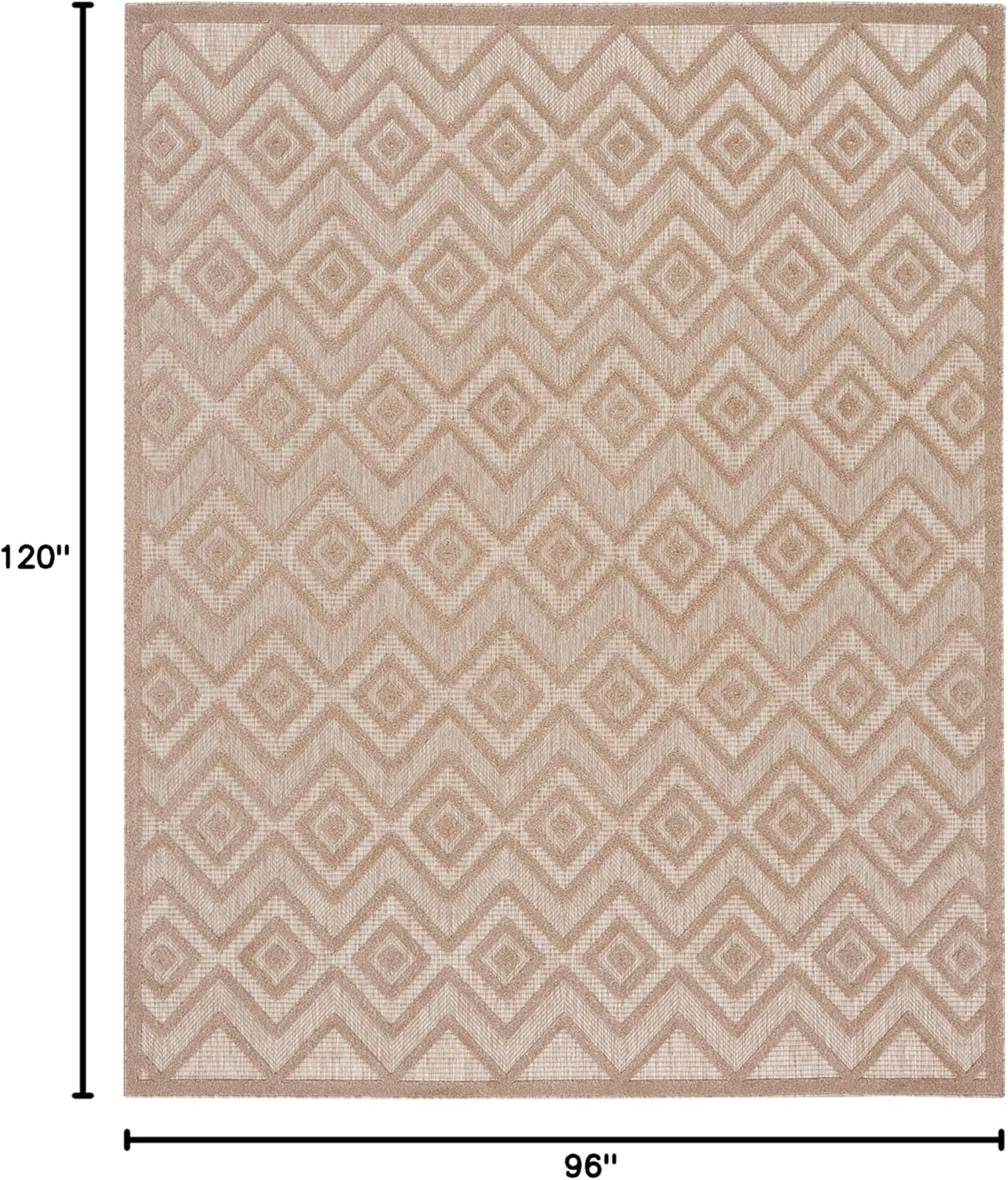 Natural Beige Diamond Flatweave 8' x 10' Indoor Outdoor Rug