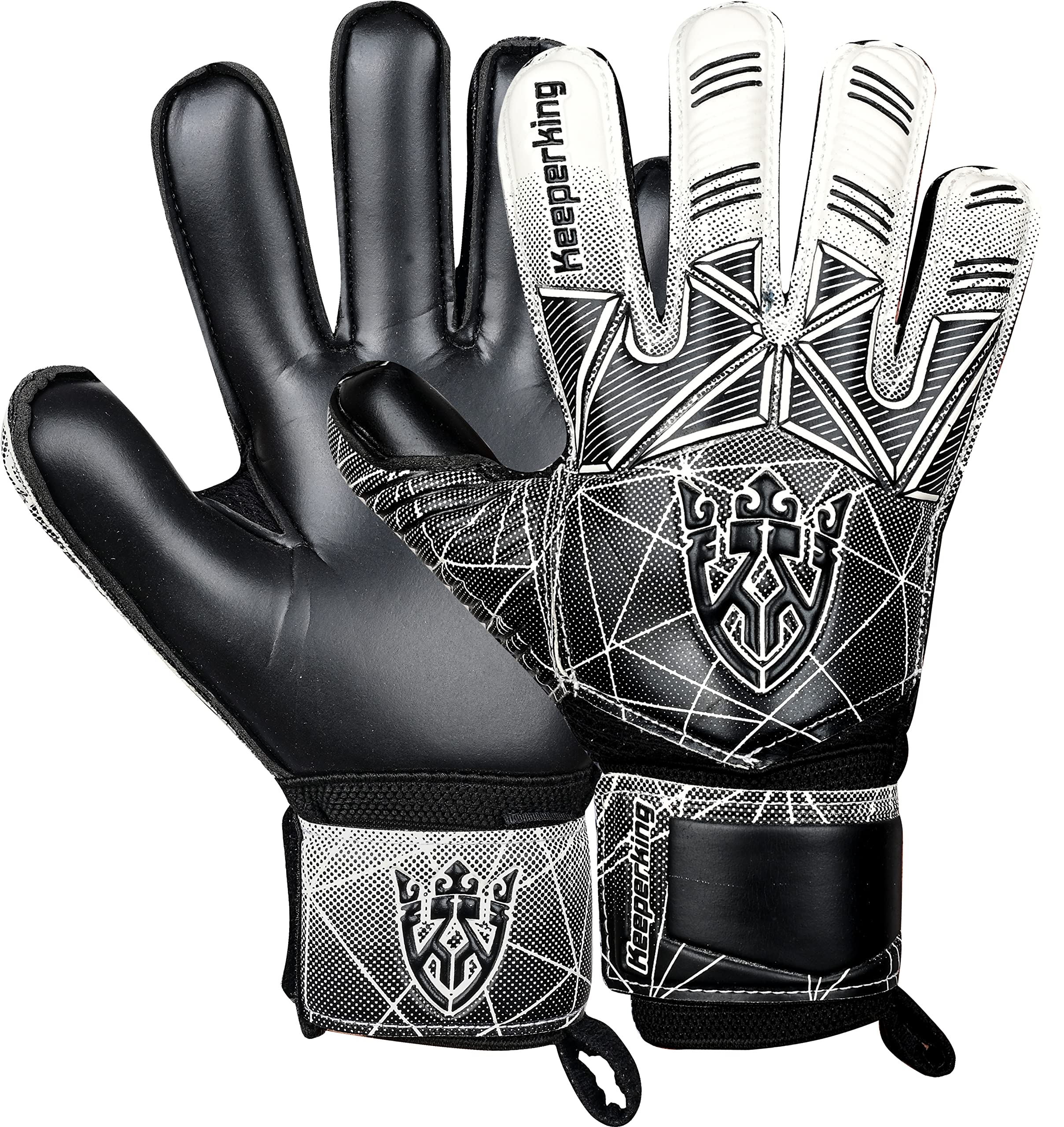 Keeperking - Guanti da portiere per adulti, bambini e adolescenti, con e senza protezione per le dita rimovibile, da 4 mm, unisex,