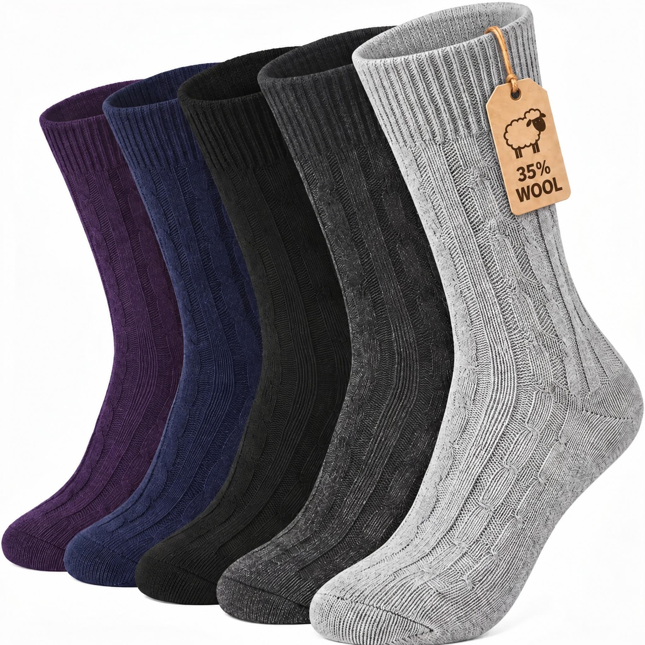 Loritta Wool Socks for Women, Winter Warm Hiking Boot Socks Gifts