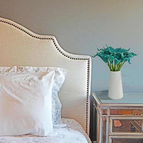 Miniatura 4 de Mandy's - 20 flores artificiales turquesa de lirio de cala de seda de 13.4 pulgadas para el día de Pascua, hogar, cocina y boda