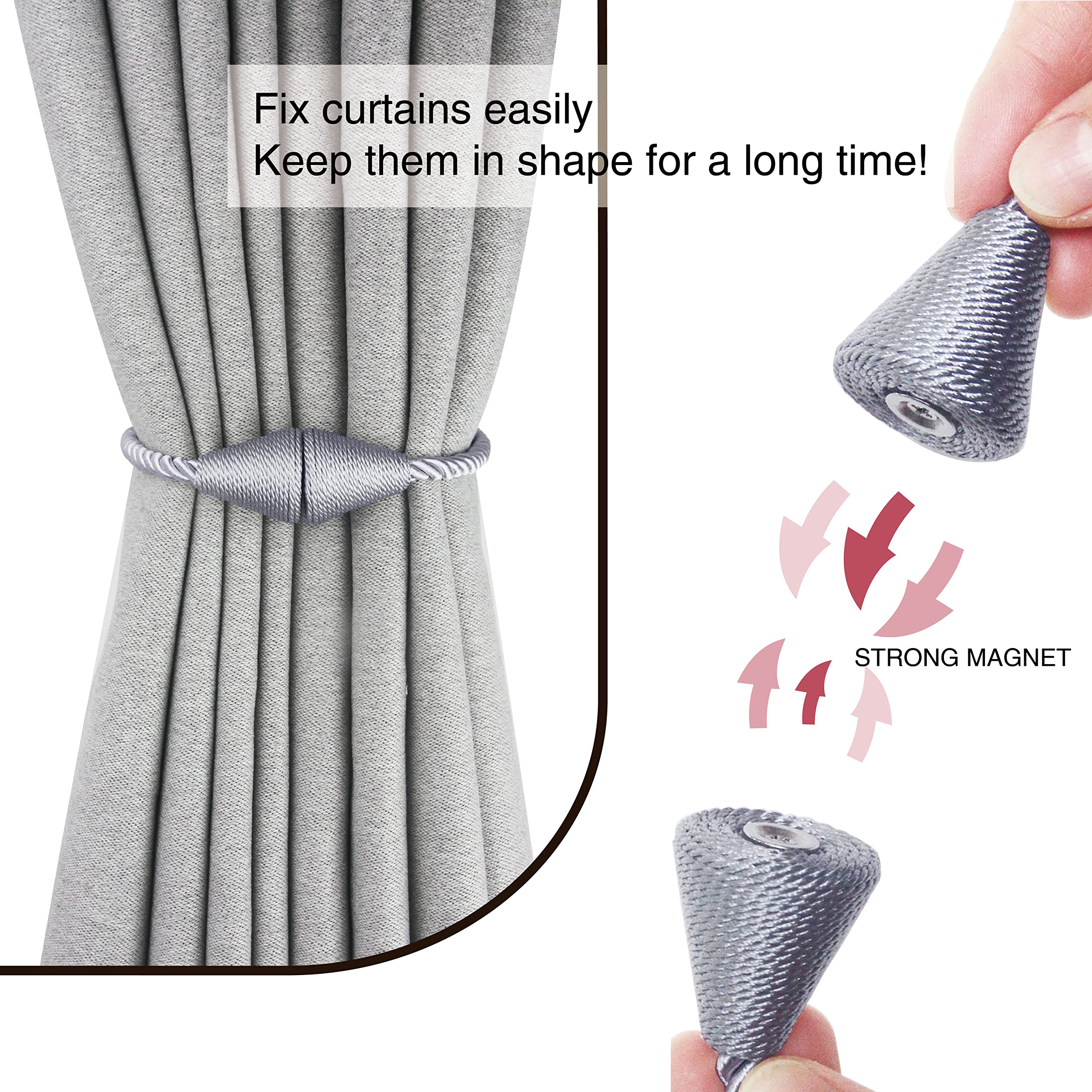 Fermatende Magnetici In Corda, 4 Pezzi, Per Esterni E Interni, Decorativi Per Finestre, Colore Beige, Fissaggio A Vite, Antivent O