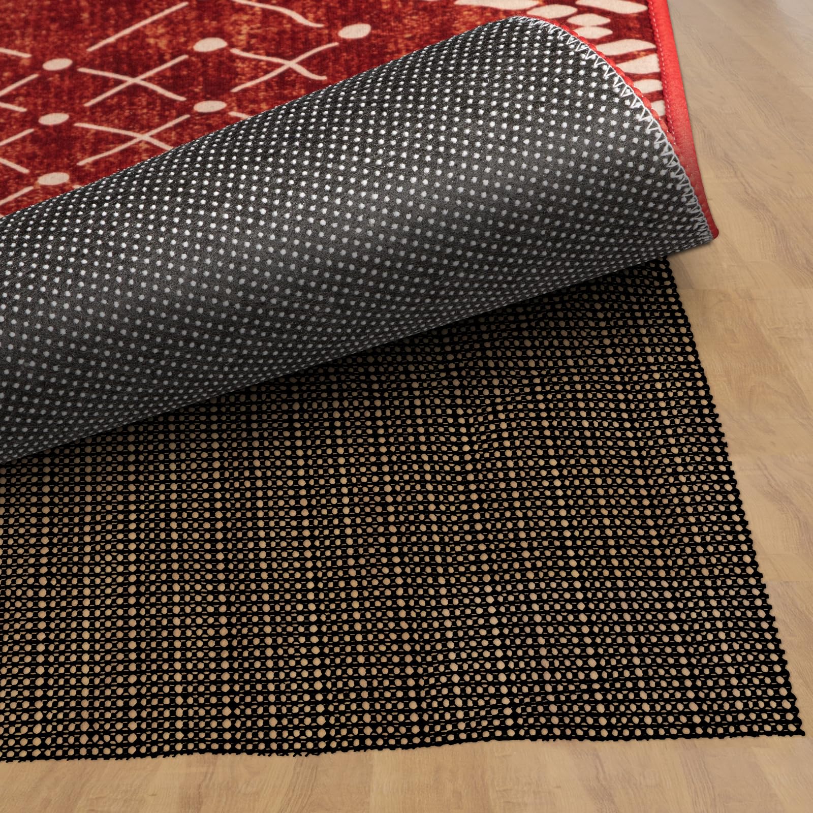 fowong 80 x 150cm Non Slip Rug Pad - Durable PVC, Keeps Rugs from Slipping on Hardwood Floors, Washable & Cuttable Gripper Underlay for Home Office Car Drawers, Black