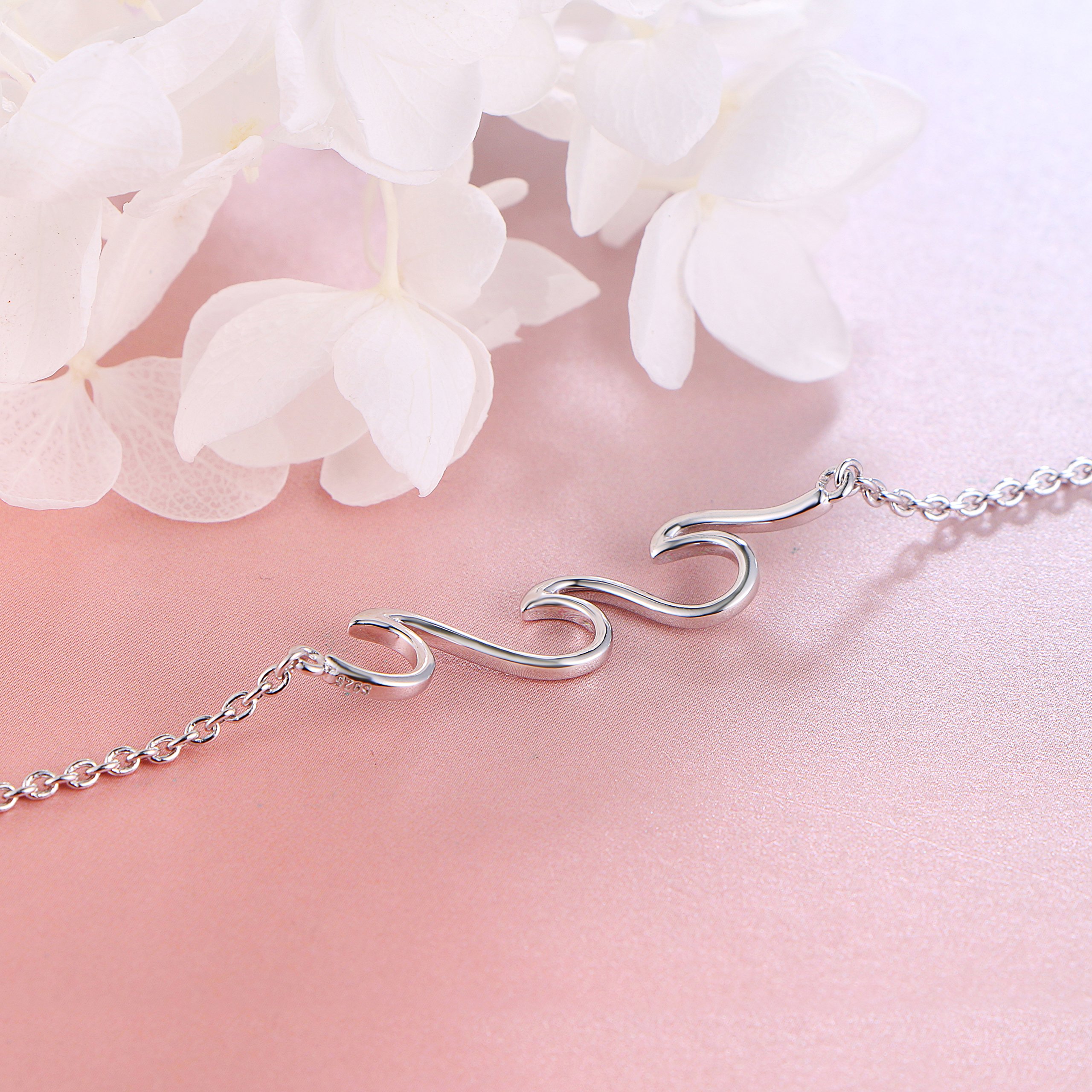 Tobillera ondulada para mujer, plata de ley 925, ajustable, con diseño de estrella de mar, mar, mar, mar, pulsera de tobillo