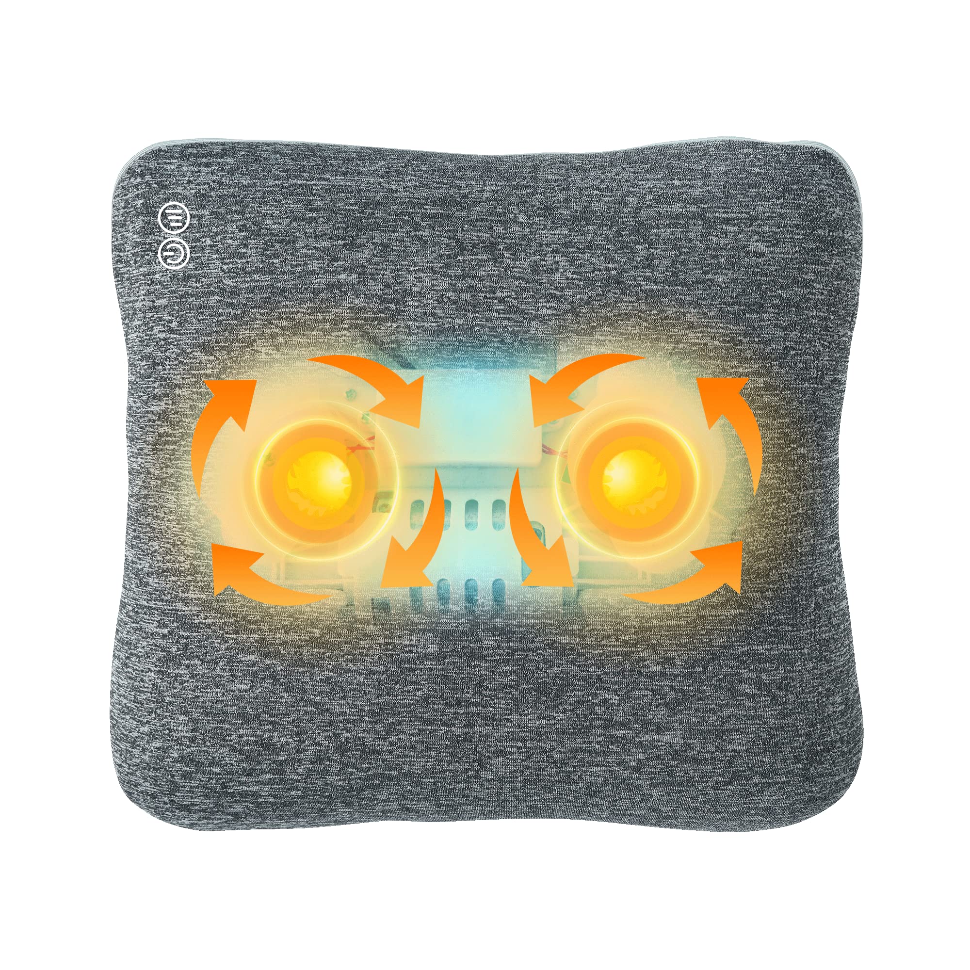Hi5 Bravo Cojín de masaje Shiatsu con función de calor, apagado automático, funda lavable para hombros, cuello, espalda y piernas, color gris oscuro