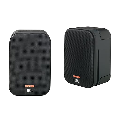 JBL control One altavoces Monitor de audio satélite de 2-vías de estante (pareja) robustos, bocina de 100 mm (4"), color cromado negro