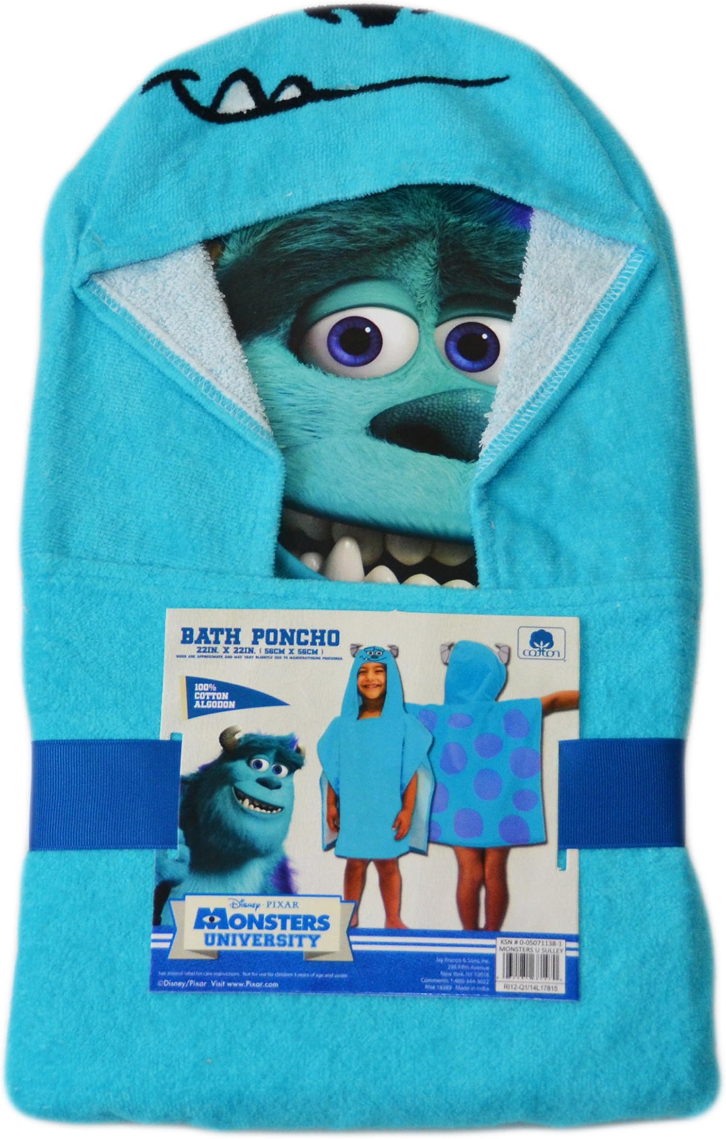 Kids Hooded Towel/Poncho: Disney, Monsters University’s Sulley
