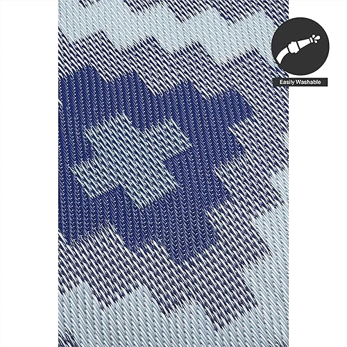 Miniatura 7 de FH Home Alfombra para exteriores, impermeable, resistente a la decoloración, reversible, plástico reciclado de alta calidad, acabado geométrico para