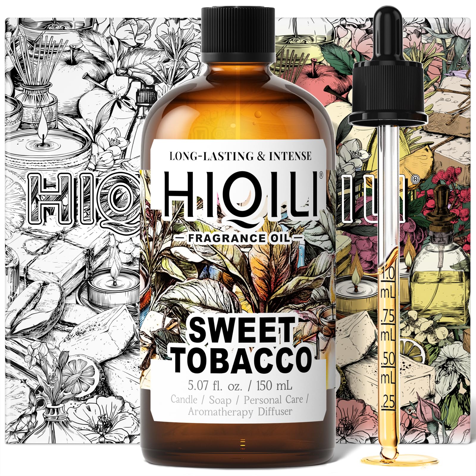 HIQILI Sweet Tobacco Fragrance Oil for Diffuser, Candle Making - 5.07 Fl Oz