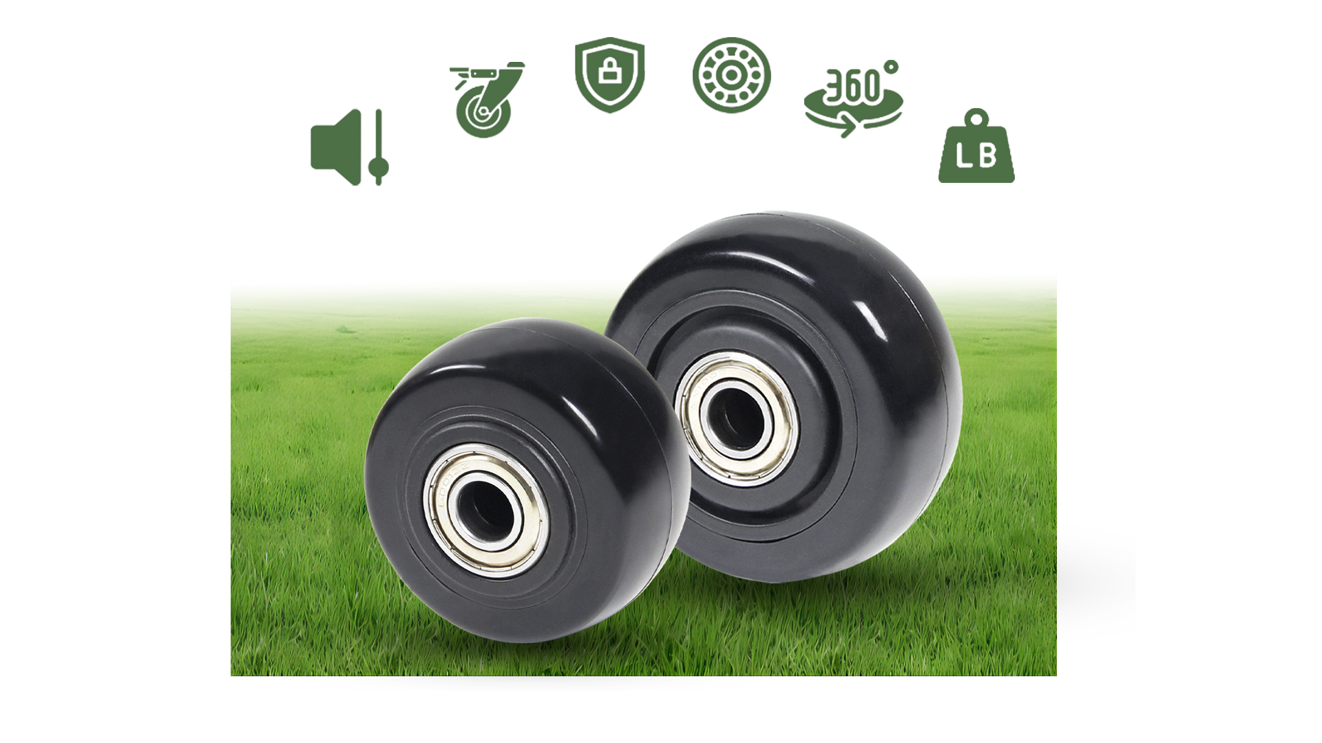 Image of 2.5 inch x 1.25 inch 4Pcs Push Cart Wider Wheels PU Caster Wheels Just Wheel