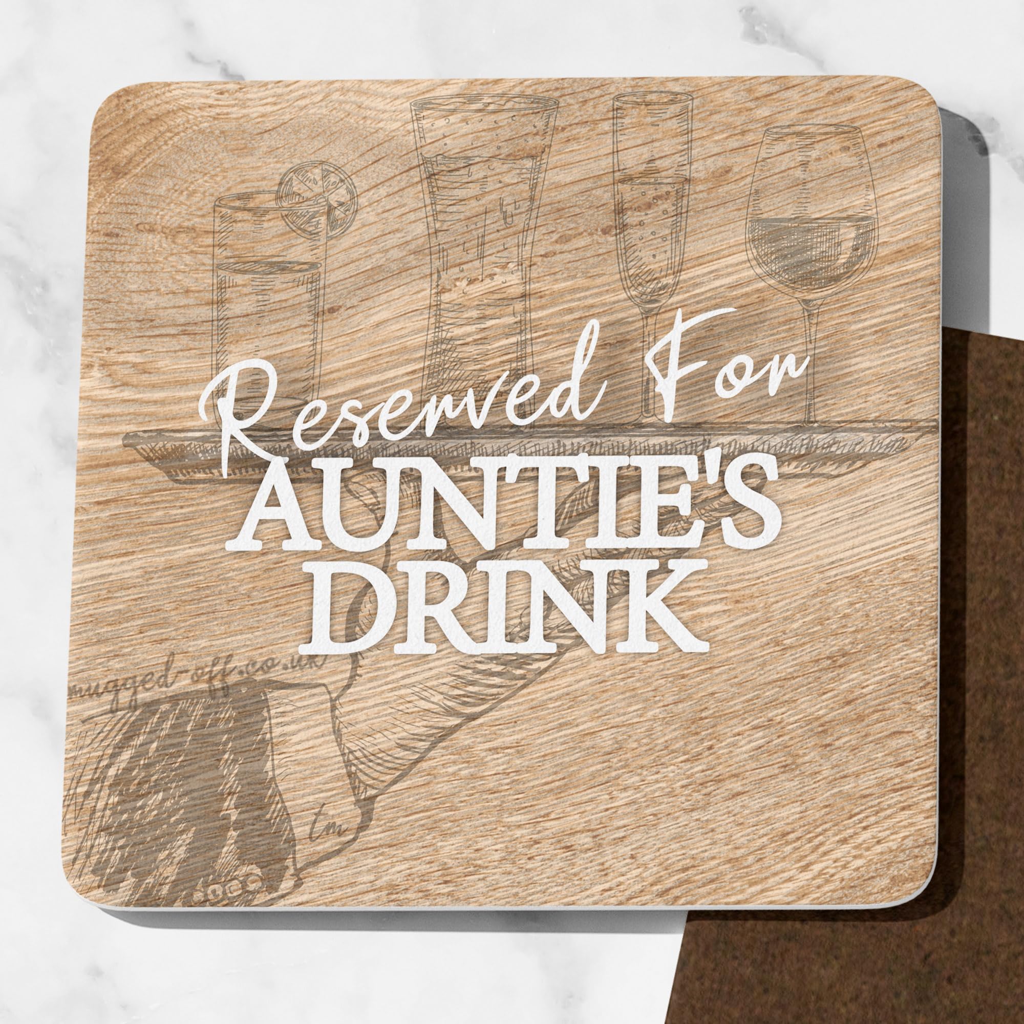 Mugged Off Auntie Gifts Ideal For Aunt Wood Effect Coaster Reserved For Auntie's Drink Gifts Aunt