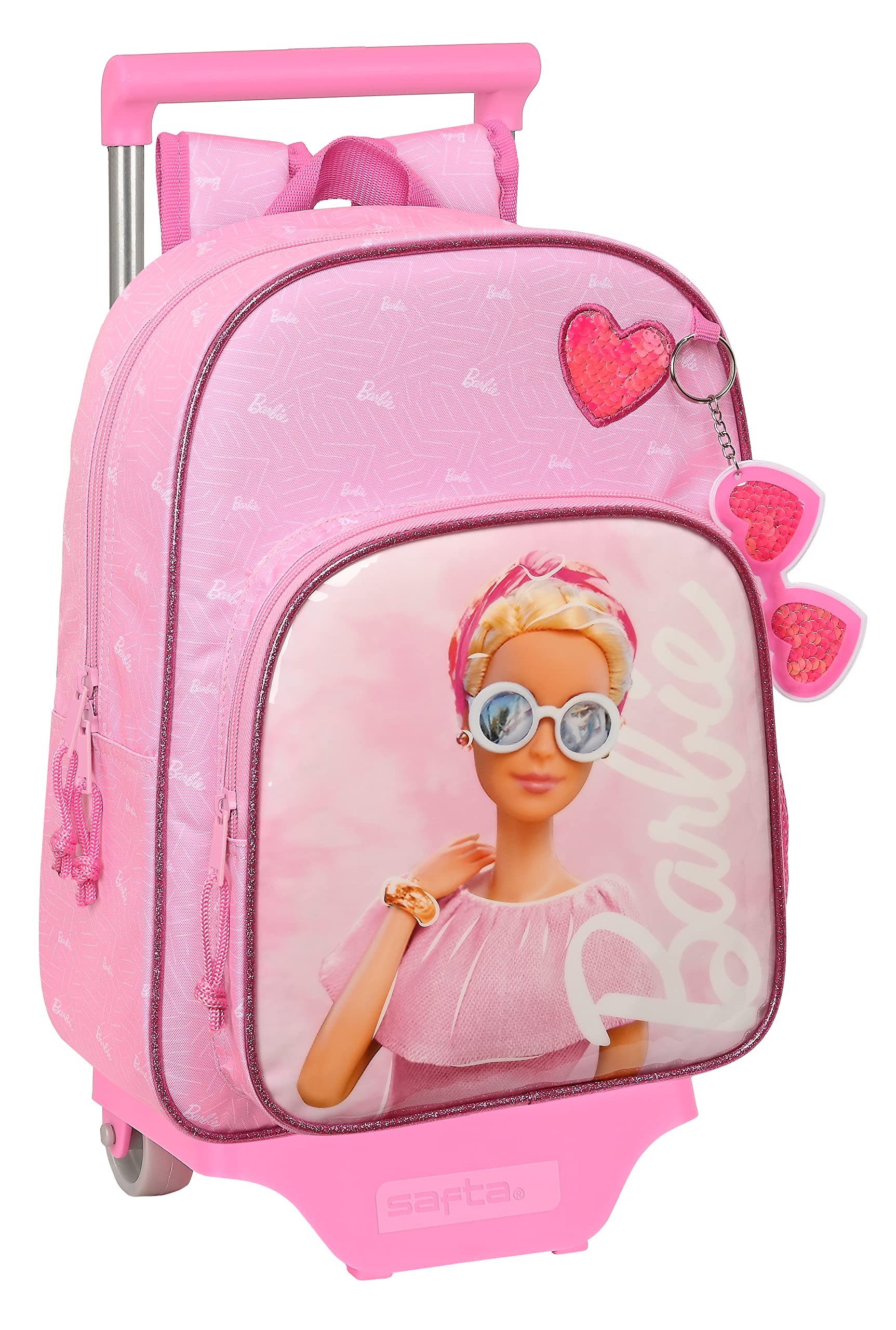 Safta BARBIE GIRL - Mochila Infantil con Carro Safta 705, Ideal para Niños de Diferentes Edades, Cómoda y Versátil, Calidad y Resistencia, 26x11x34 cm, Color Rosa