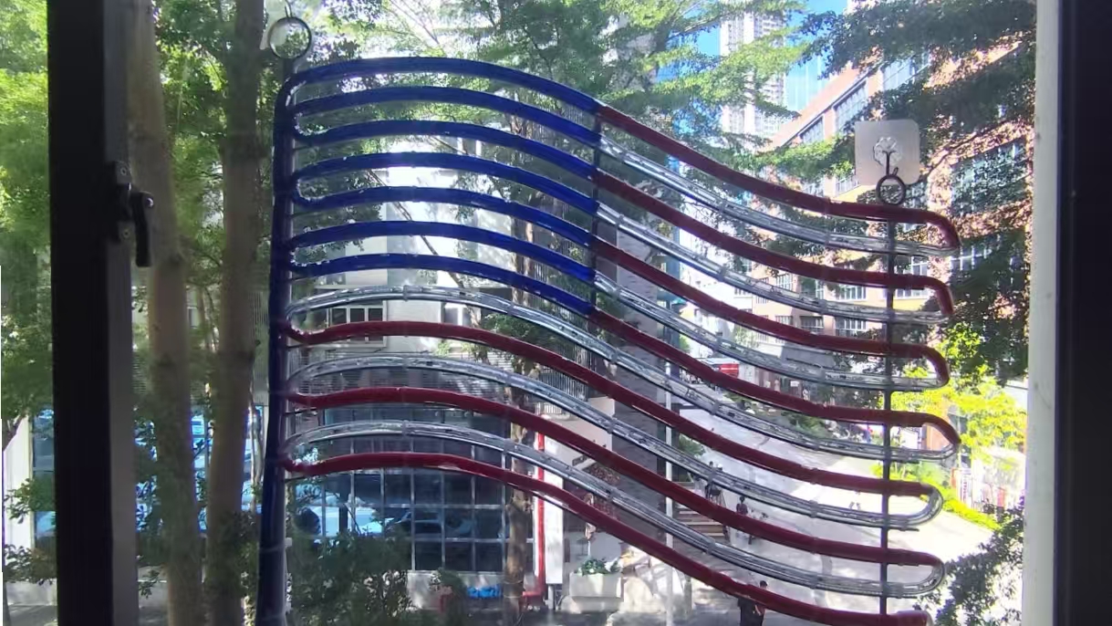 Image of LED American Flag Lights for Wall Pole, Light Up US Flags, 24 inchx21.65 inch Lighted Flag with 340 LEDs Red, Blue, White Colors, Waterproof Banner for Indoor Outdoor Memorial Day Daily Decor