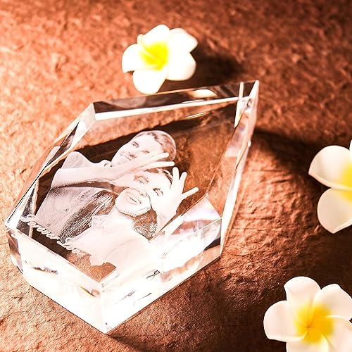 Miniatura 5 de Marco de fotos personalizado 3D grabado en el interior del cristal con imagen regalo para Navidad, día de San Valentín, boda, día de la madre, día