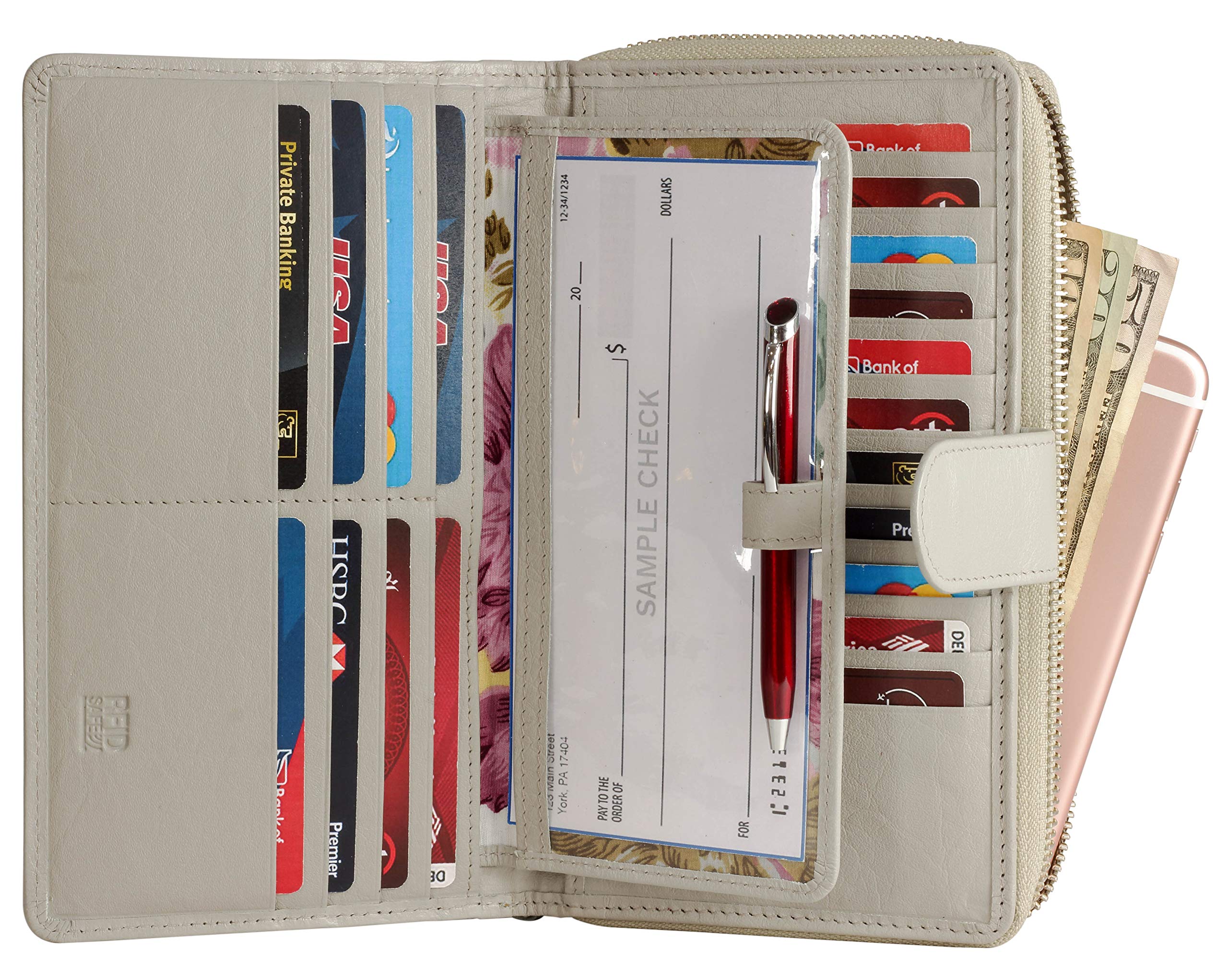 Mou Meraki Big Fat RFID Blocking Leather Organizer Checkbook Wallets For Women - Clutch