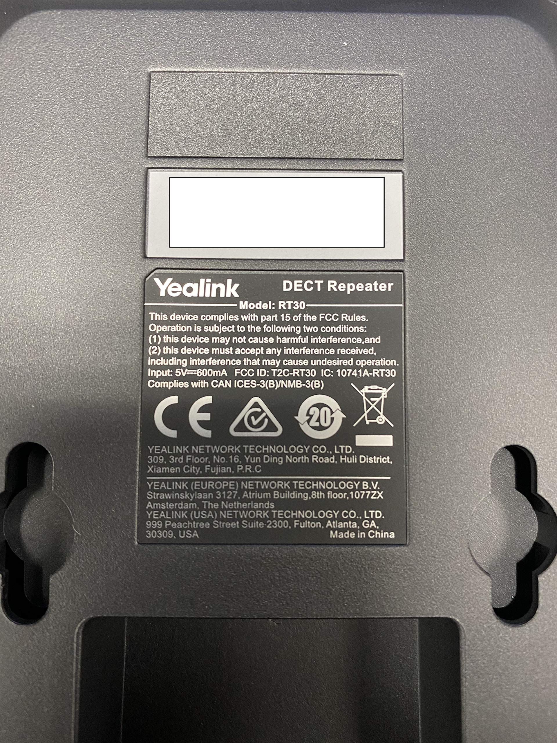 Yealink RT30 Wirlesss DECT Repeater Basestation - per W52P, W56P, W56H, W70B, W70P, DD10K, W60P, W60B, telefoni cordless compatibili: W73H, W78H, W57R, W59R, W53H, W56H, con panno Global Teck