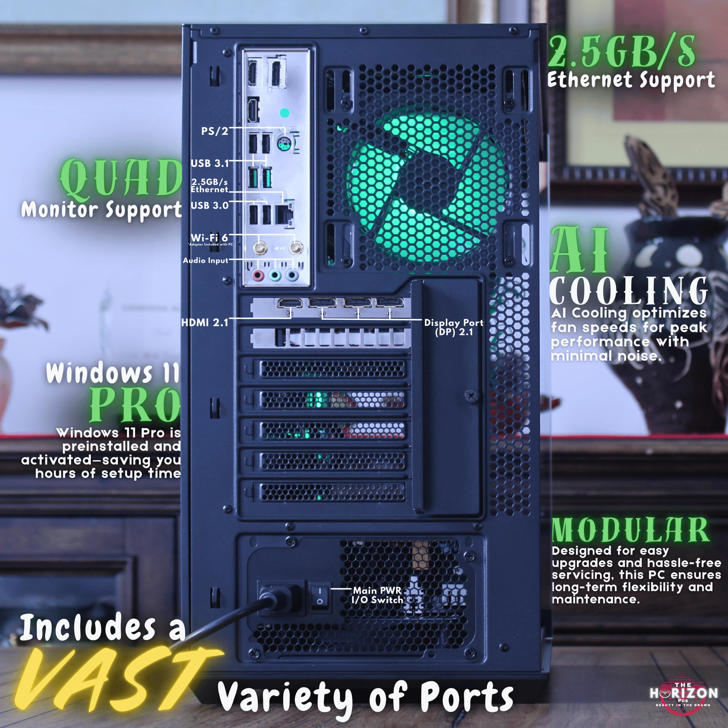 The Horizon Autherium I9 RTX Gaming PC || Core I9 CPU || RTX 5070 OC || 64GB RAM || 5TB Storage || 1.2GB/s WiFi, VR and Gaming Ready || Windows 11 PRO