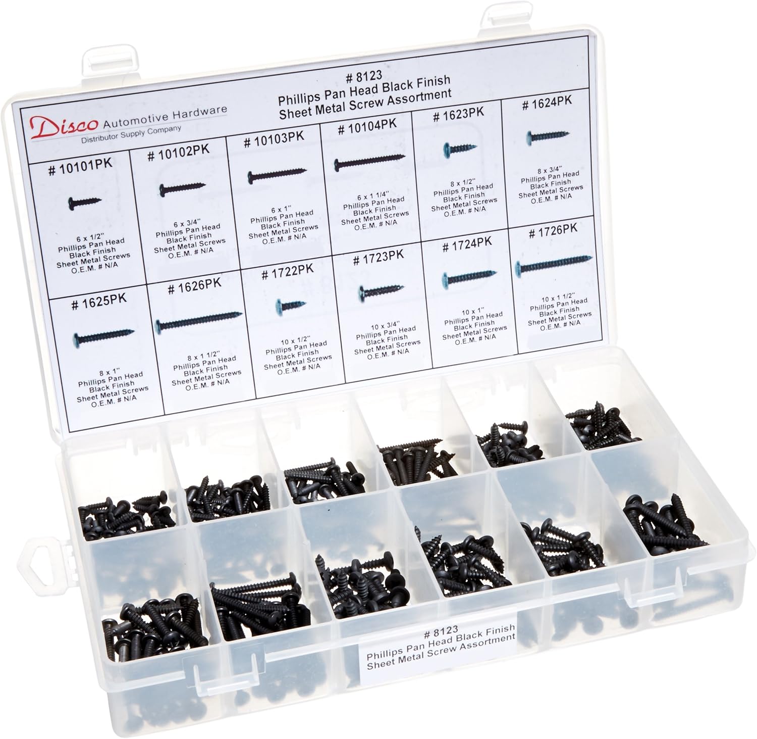 Disco Automotive 8123 Black Phillips Pan Head Screw Assortment