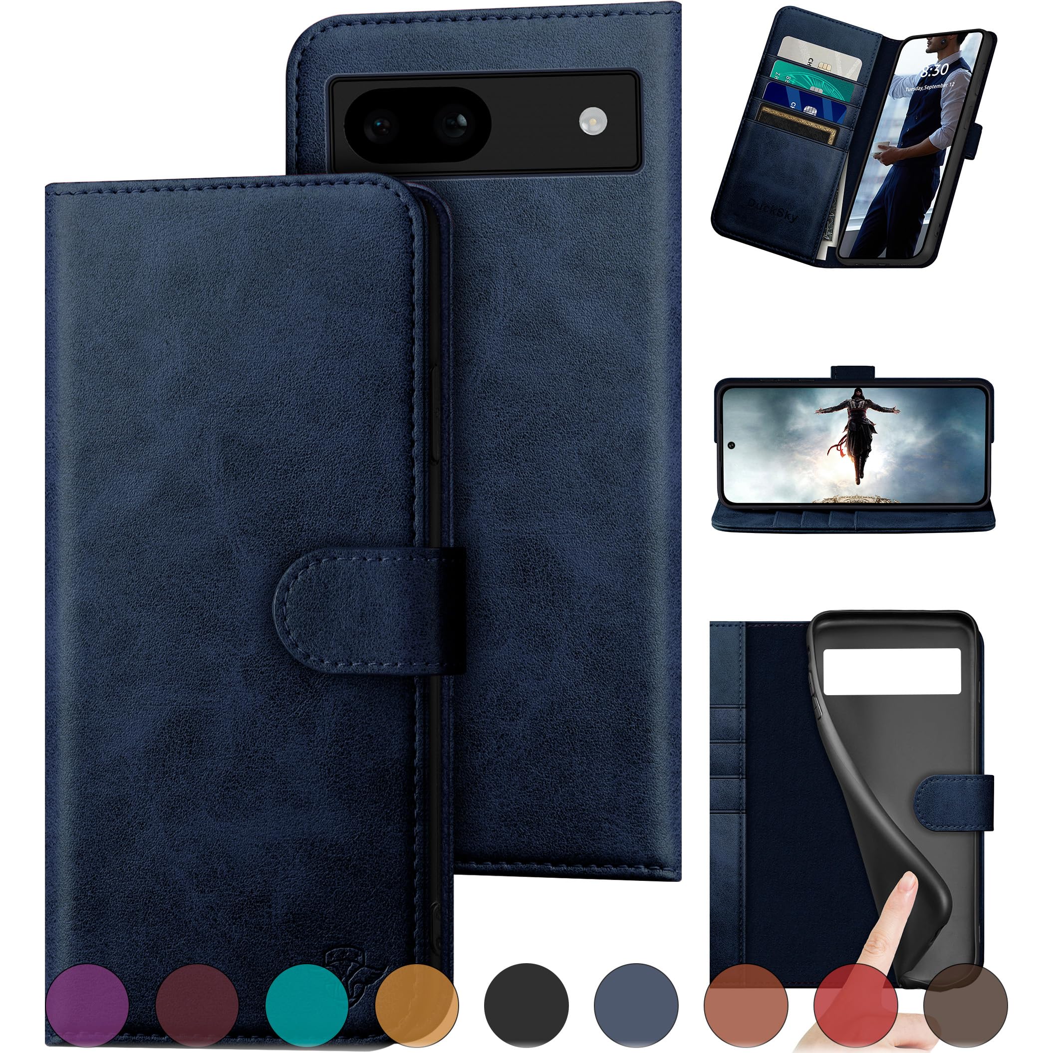 Funda Con Cartera Para Google Pixel 6a - Piel Sintética, Cierre Magnético Y Soporte Integrado