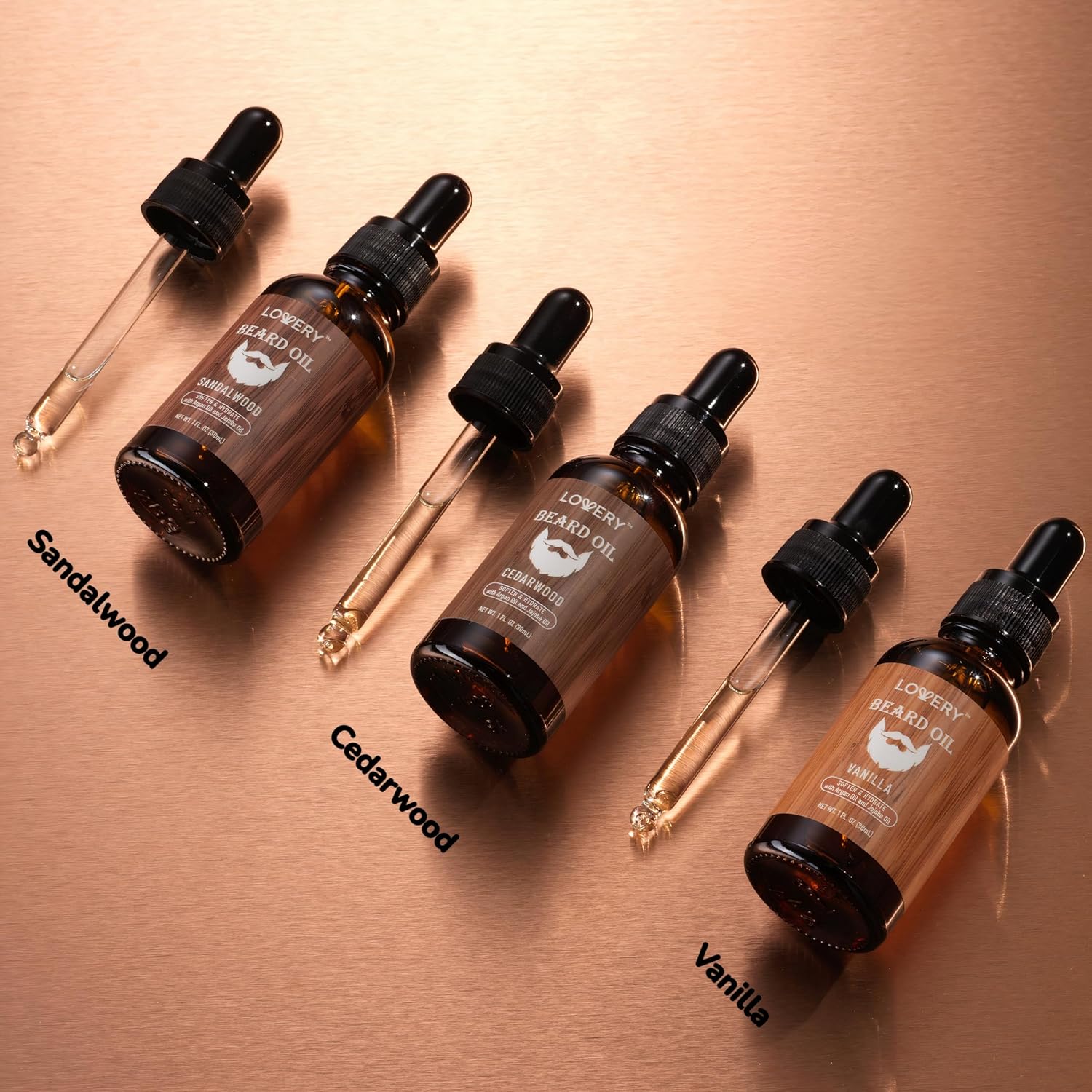 Beard Oil for Men – Sandalwood, Vanilla & Cedarwood Natural Mens Beard Oil Kit with Argan & Jojoba Oil - Beard Softener & Deeply Moisturizer Adding a Natural Shine, Grooming Kit Beard Care for Him - Image 3