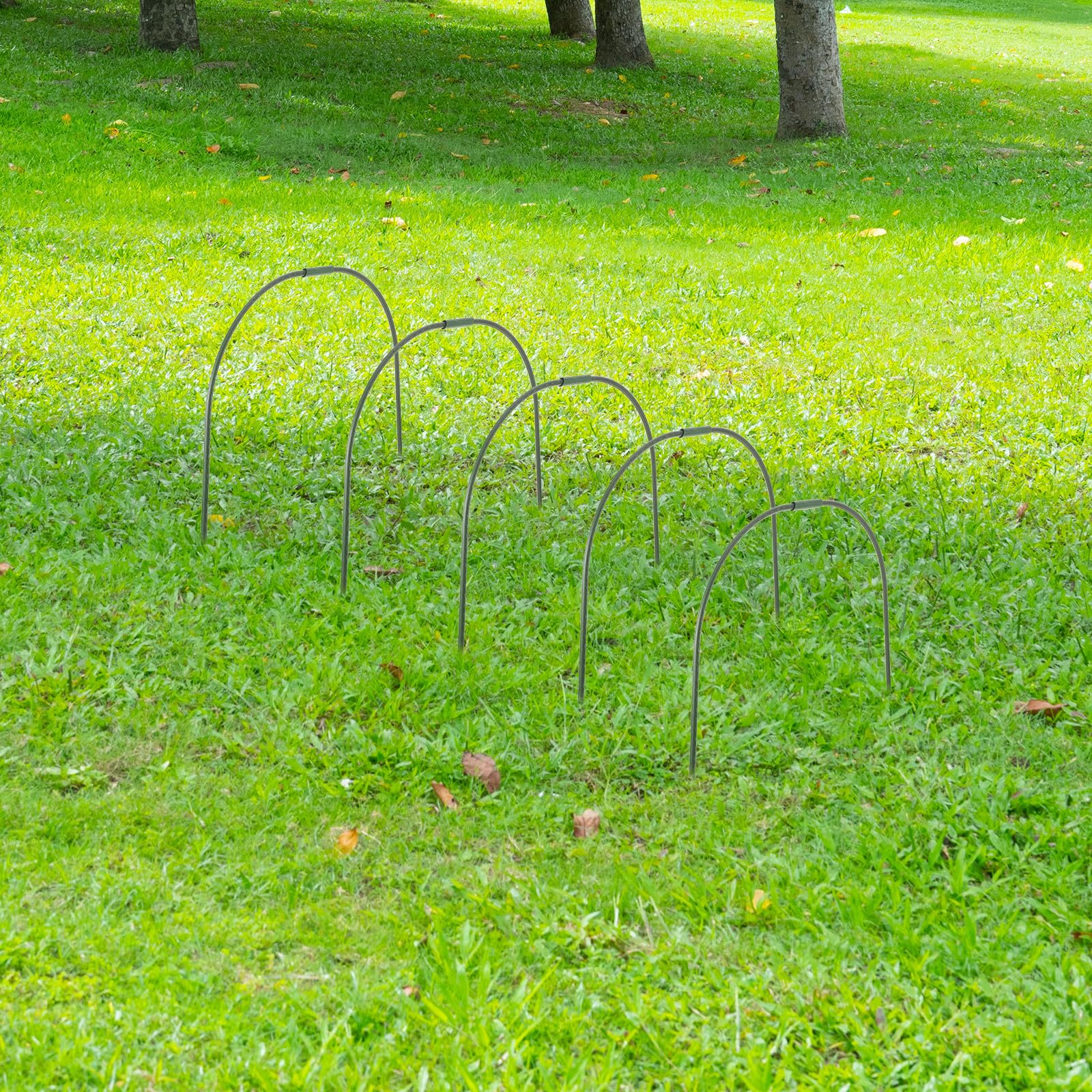 Cadre de Tunnel à Poules Pliable Vert, Lot de 5 pour Jardin
