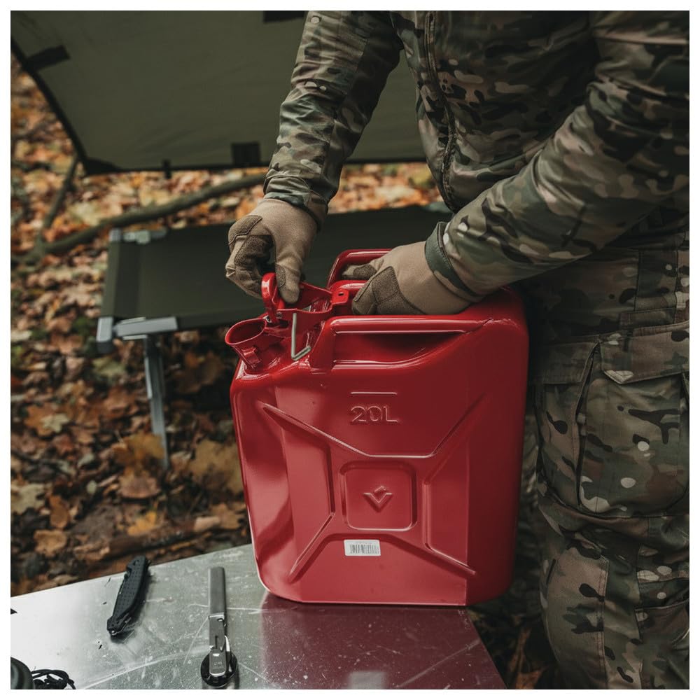 Dönges Benzinkanister 20 Liter Metall rot | TÜV, GS, UN geprüft | GGVS Zulassung | Stahlkanister für Benzin, Diesel & Bio Ethanol | Kanister, Blechkanister, Reservekanister, kraftstoffkanister