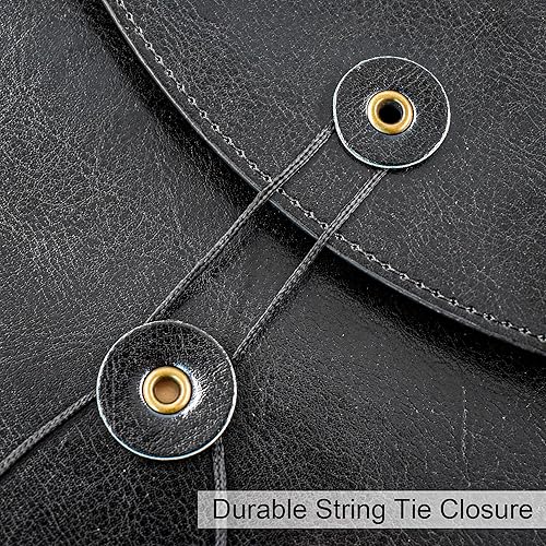 Miniatura 6 de VANRA Carpetas de archivo de piel sintética para documentos de oficina, sobre de archivo, tamaño carta A4, carpeta de archivo con cierre de lazo