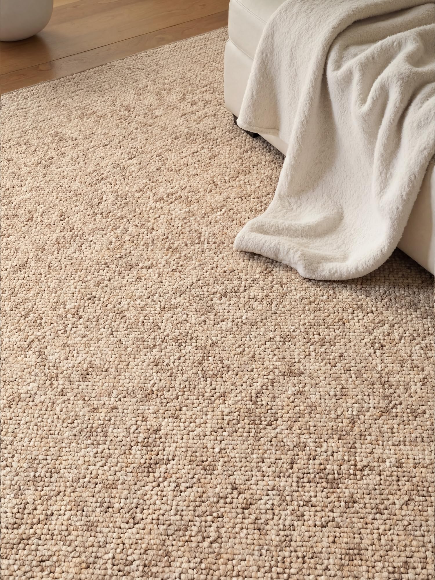 Hanse Home Wolly Teppich – Wohnzimmerteppich Flachgewebe Kurzflor Woll-Optik Wolle Skandi-Look Esszimmer, Wohnzimmer, Kinderzimmer, Schlafzimmer – Beige Braun, 60x90cm