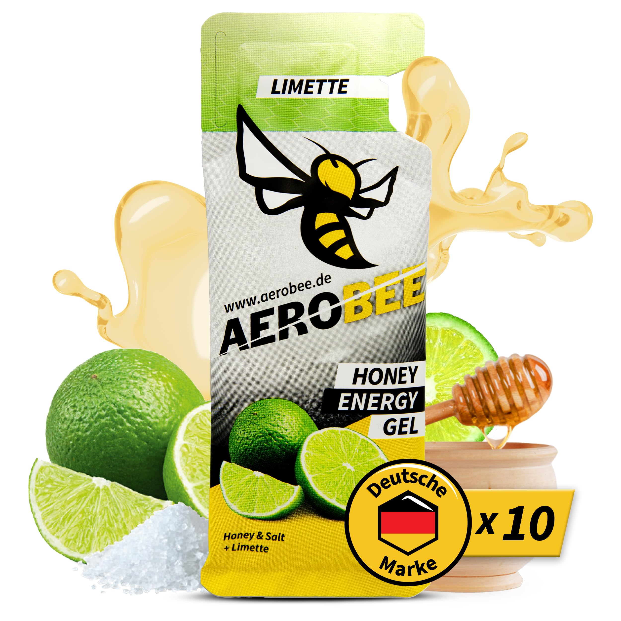 AEROBEE Energy Gel Classic [ 100% Natürliches Energie Gel aus Honig ] leicht bekömmliches Sportgel für den Ausdauersport, Energy Gel Laufen, Power Gel Sport, Sportnahrung