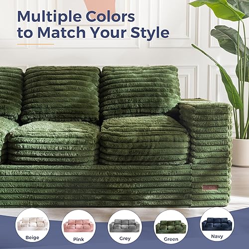 Miniatura 125 de MAXYOYO Puf gigante para adultos, sofá tapizado de suelo con almohadas y reposabrazos, puf grande de felpa, sofá para dormitorio, sala de estar,