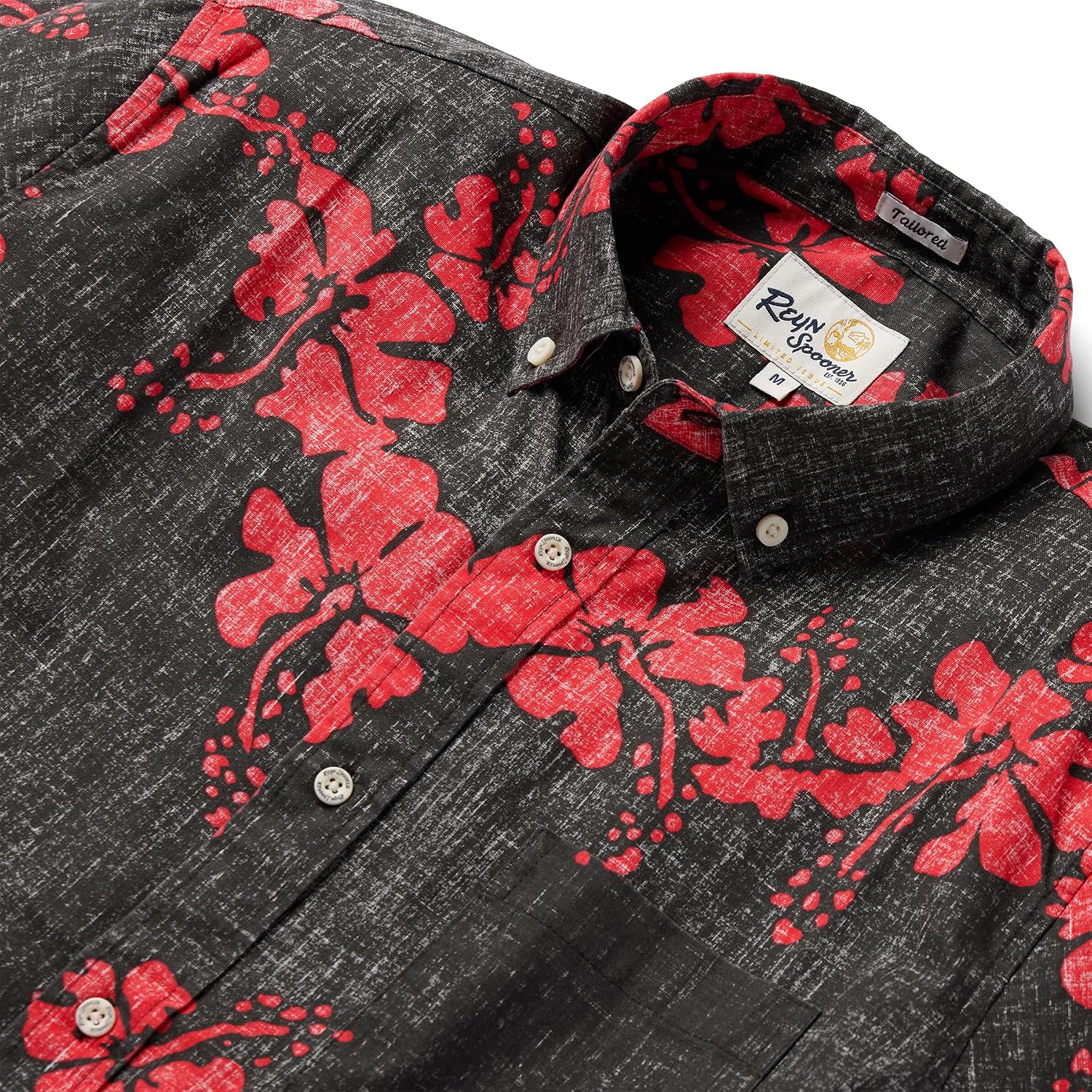 Reyn Spooner Men's 50th State Floral Hawaiian Aloha Shirt - Tailored Button Front